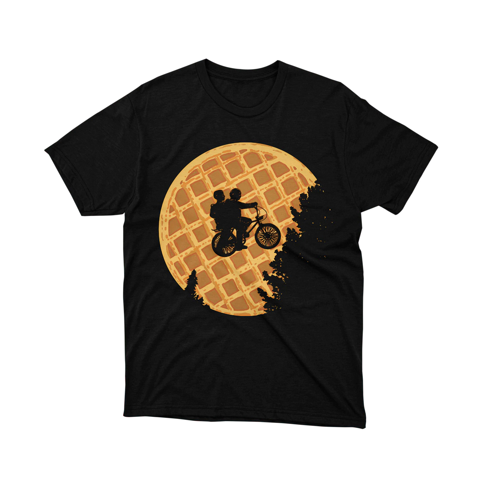 Bike Ride Waffle Moon Stranger Things Parody T Shirt Eleven Silhouette Night Unisex