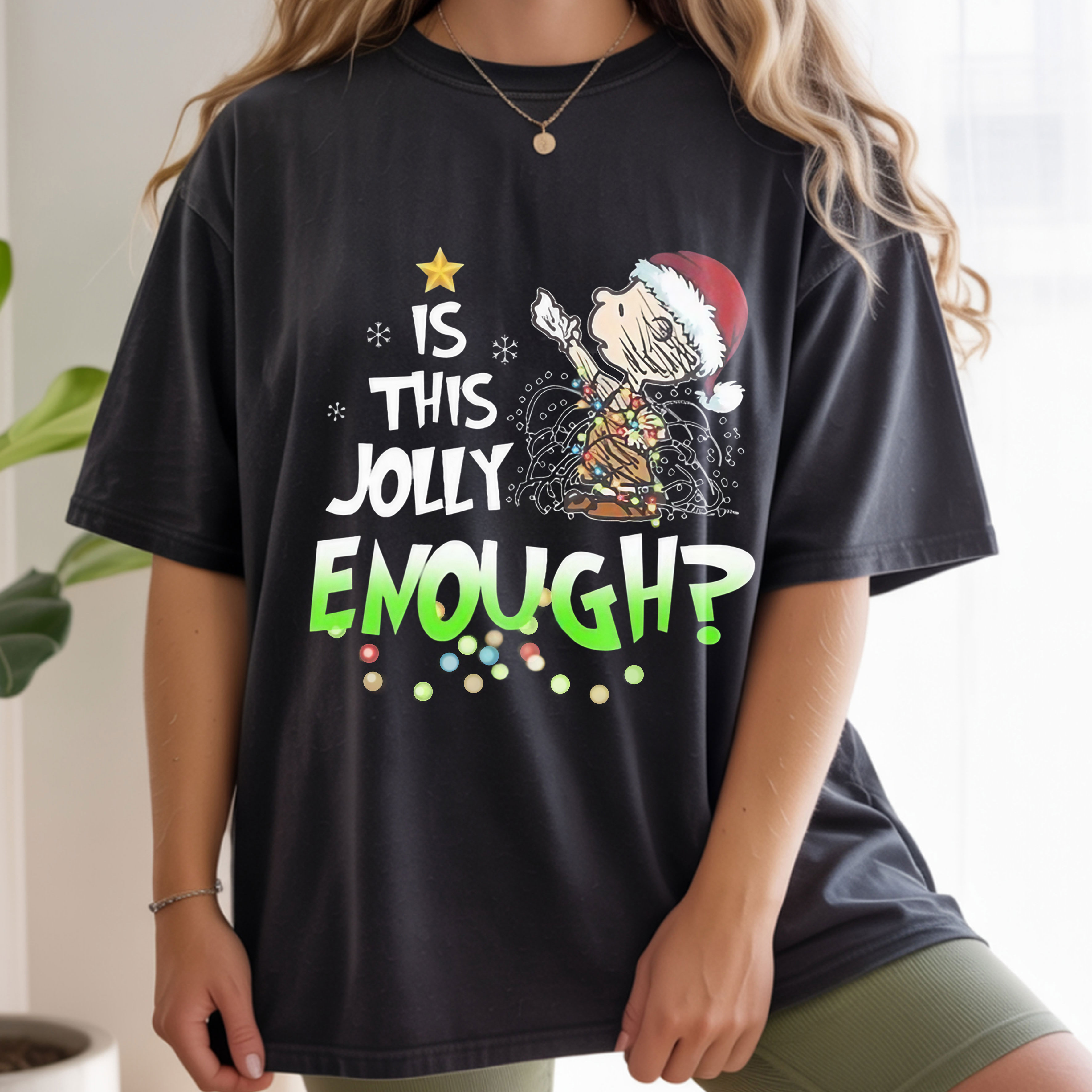Charlie Brown Is This Jolly Enough Snoopy Funny Christmas Holiday Quote Vintage Bootleg Festive Apparel – T-Shirt, Hoodie & Sweatshirt