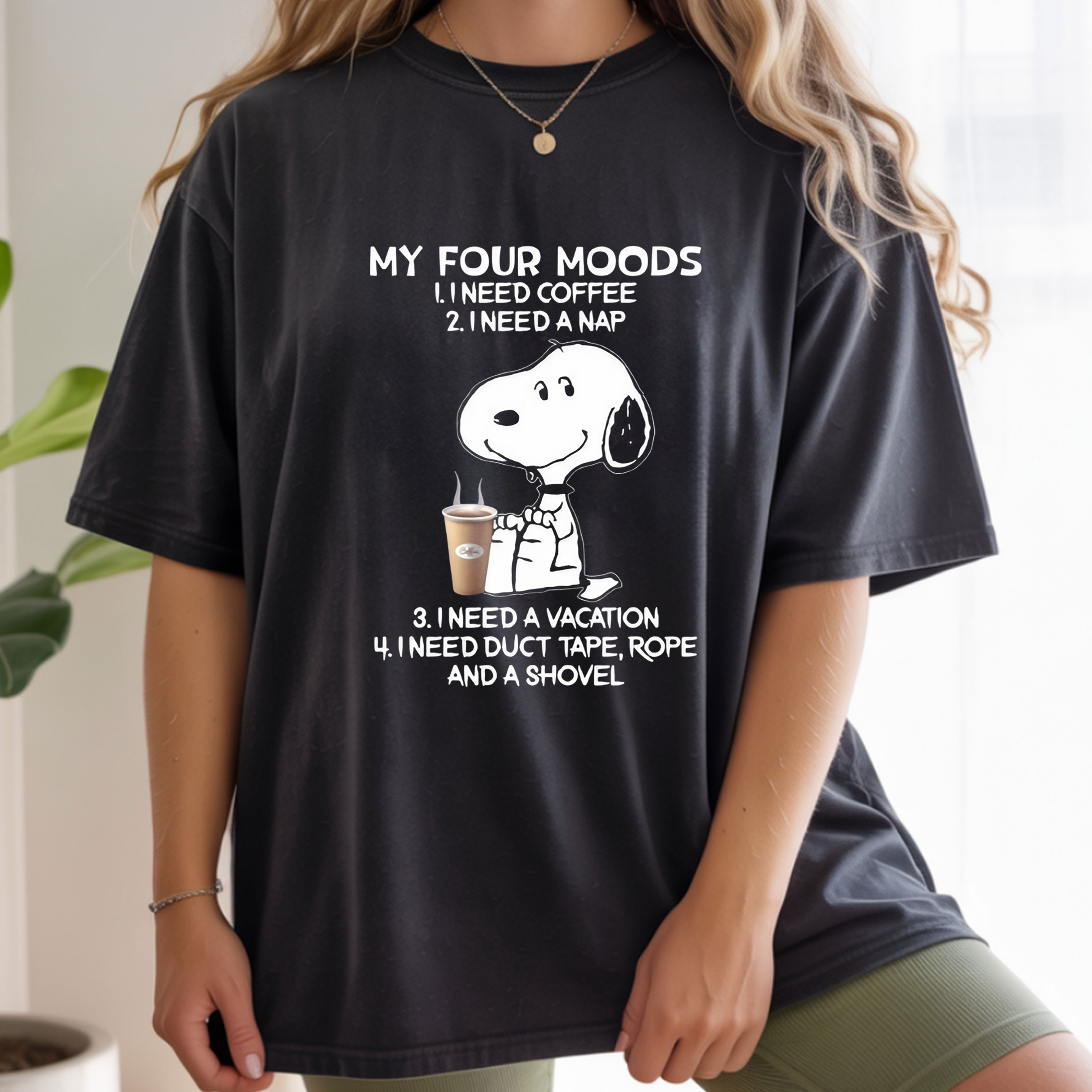 Snoopy My Four Moods I Need Coffee Nap and Vacation Funny Quote Vintage Bootleg Everyday Mood Humor Apparel – T-Shirt, Hoodie & Sweatshirt
