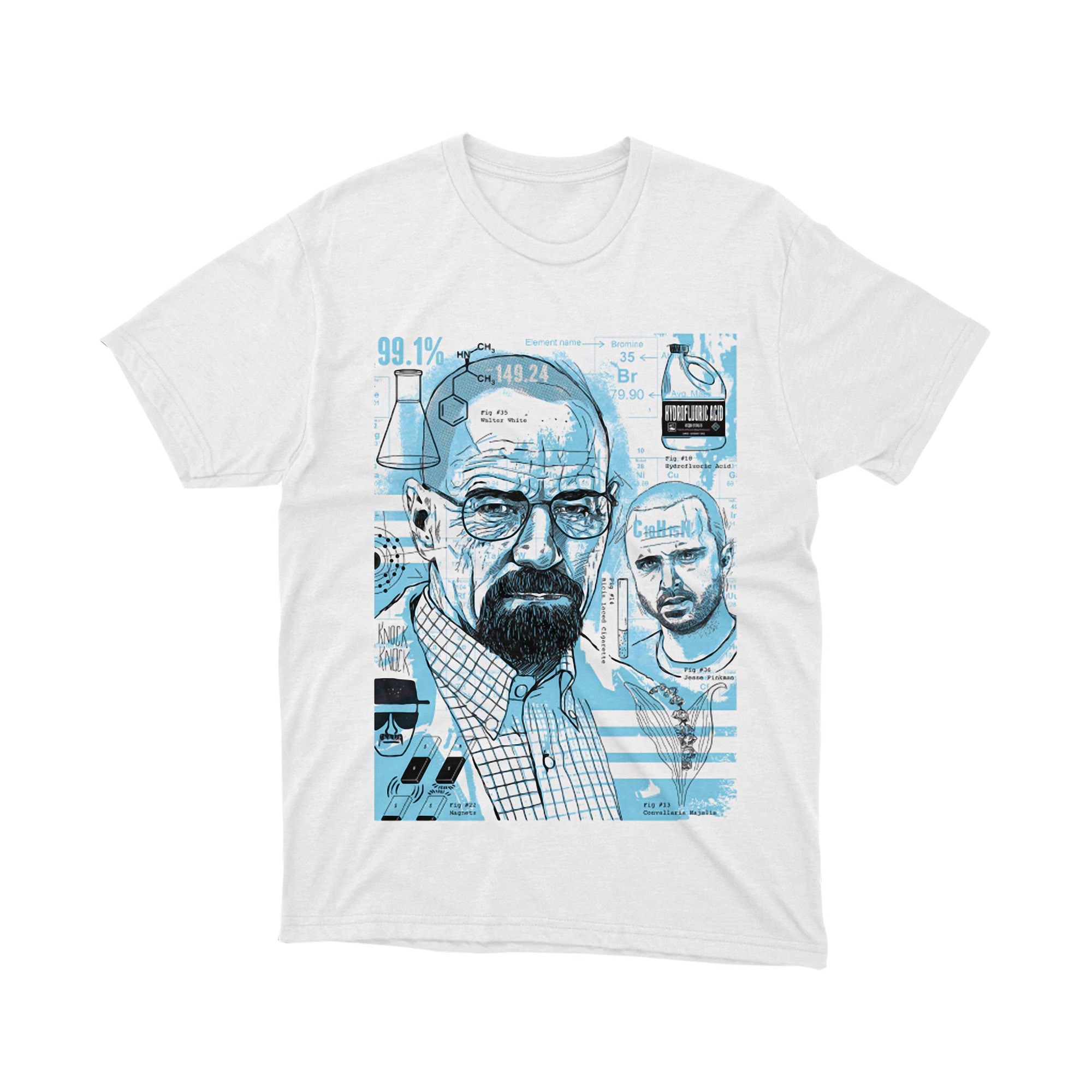 Breaking Bad Chemistry Science Sketch Blue Formula Tee Shirt