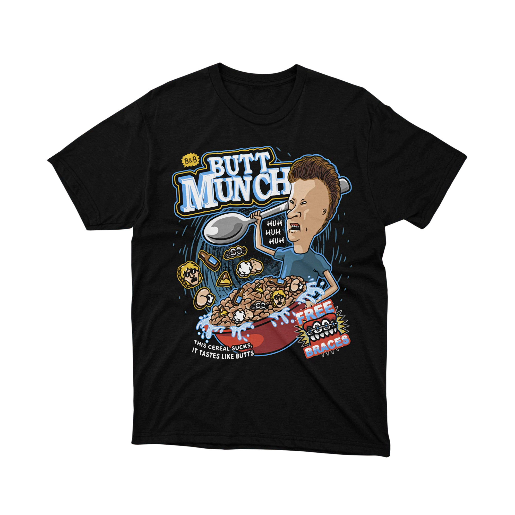 Butt Munch Breakfast Cereal Beavis Butthead Cartoon Tee Shirt