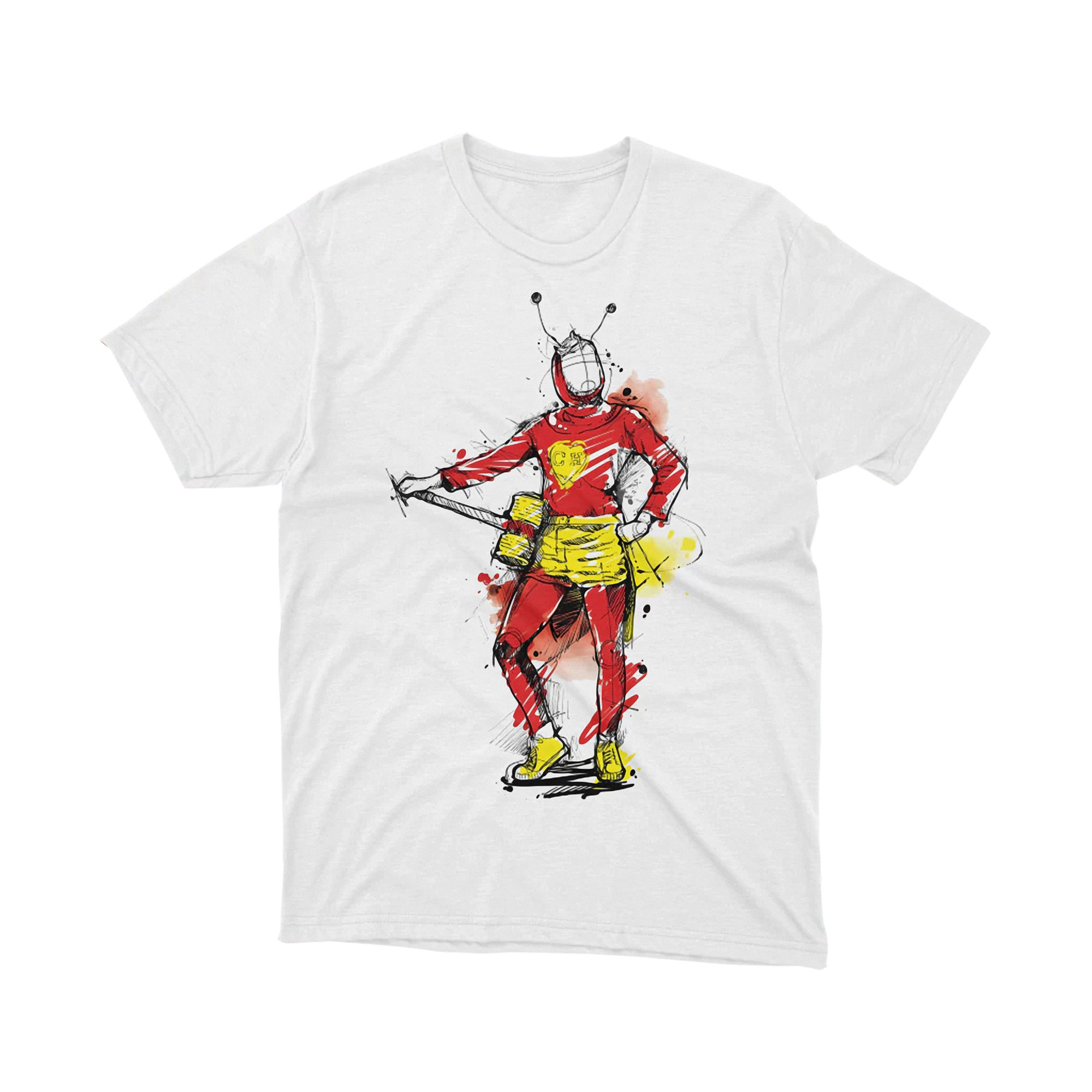 Chapulin Colorado Hero Sketch Art White Tee Shirt