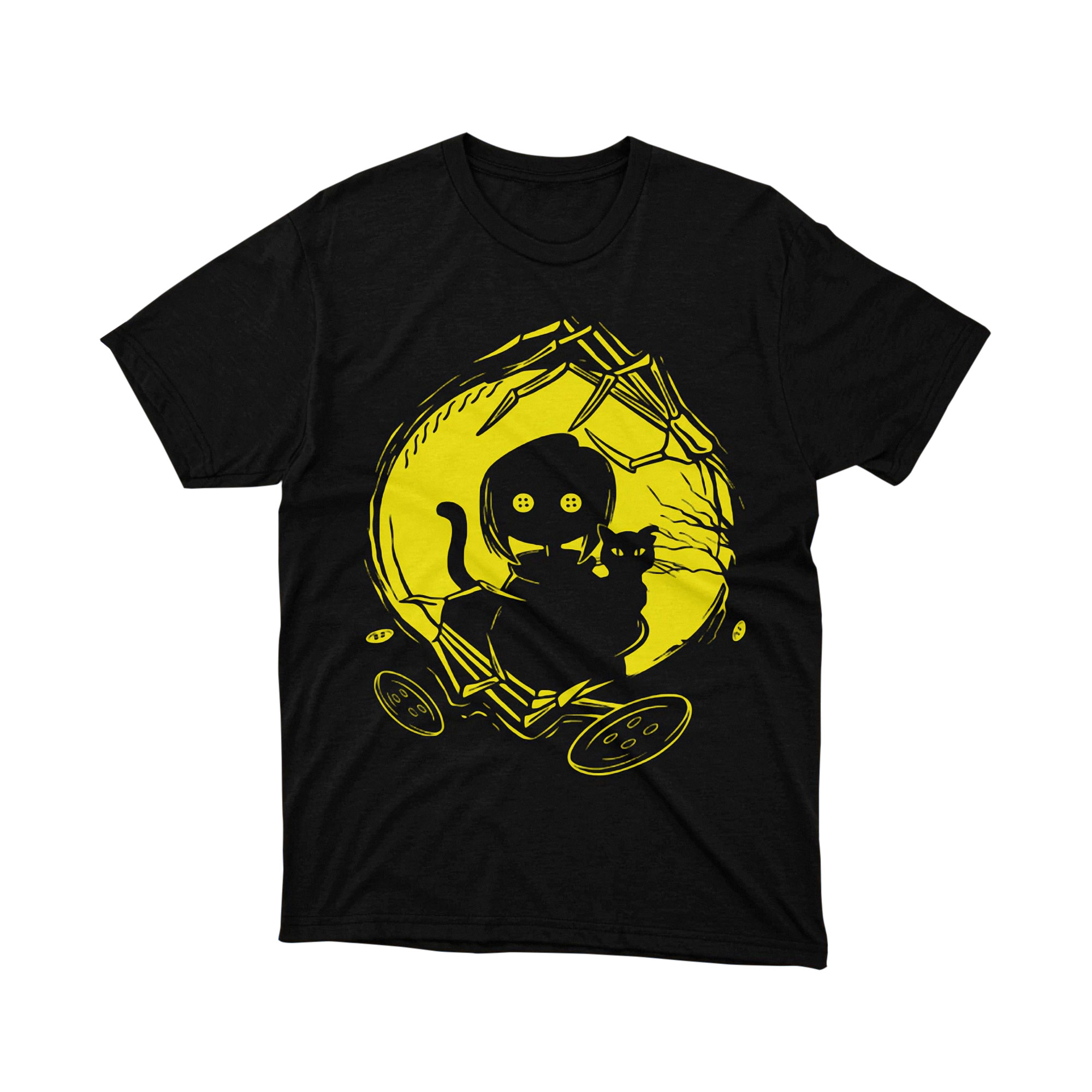 Coraline Button Eyes Scary Night Yellow T Shirt