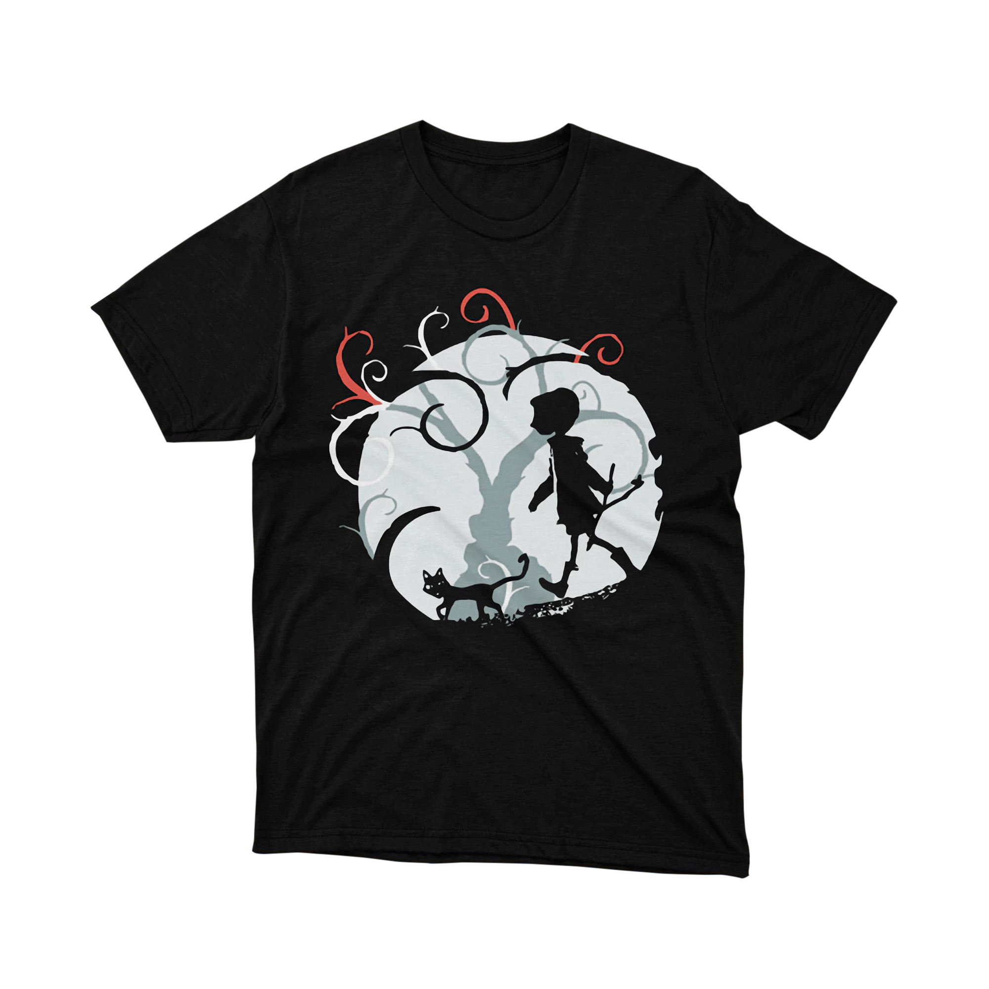 Coraline Jones Cat Walking Full Moon Silhouette T Shirt