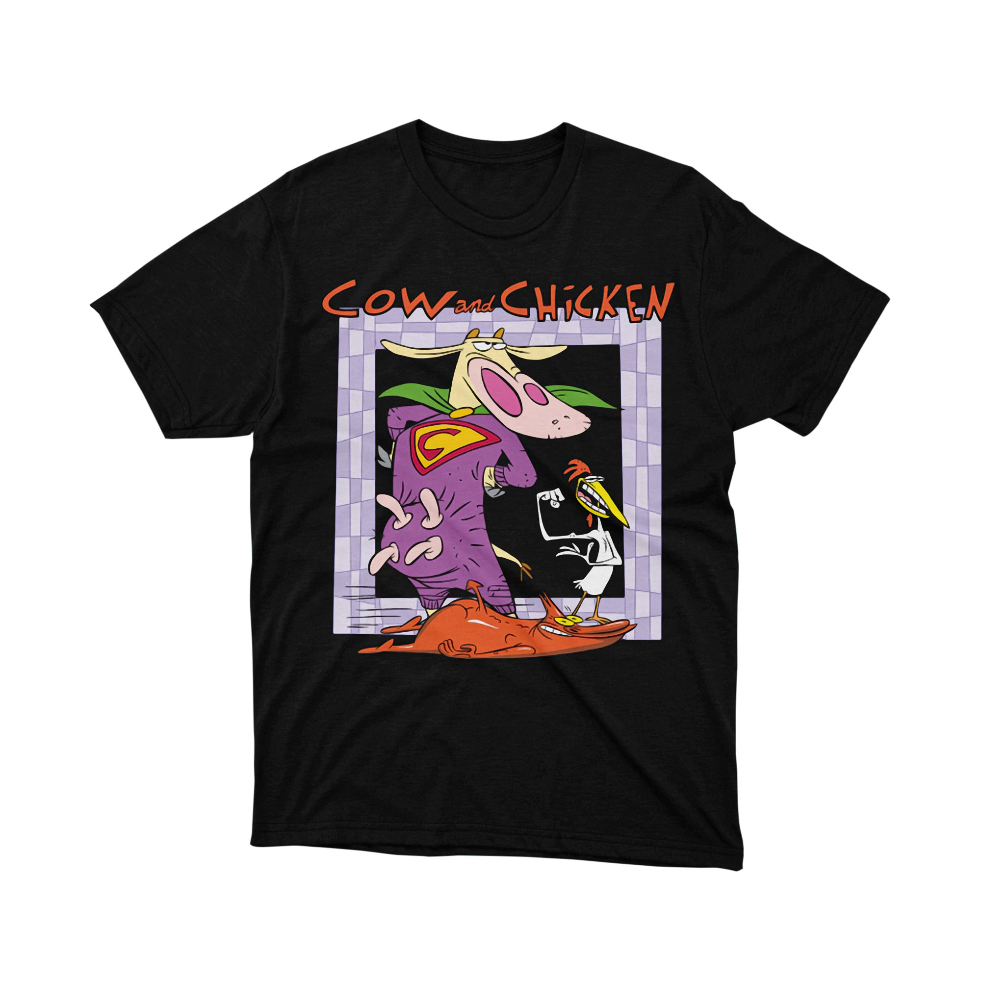 Cow And Chicken Retro Funny Cartoon Tee Shirt