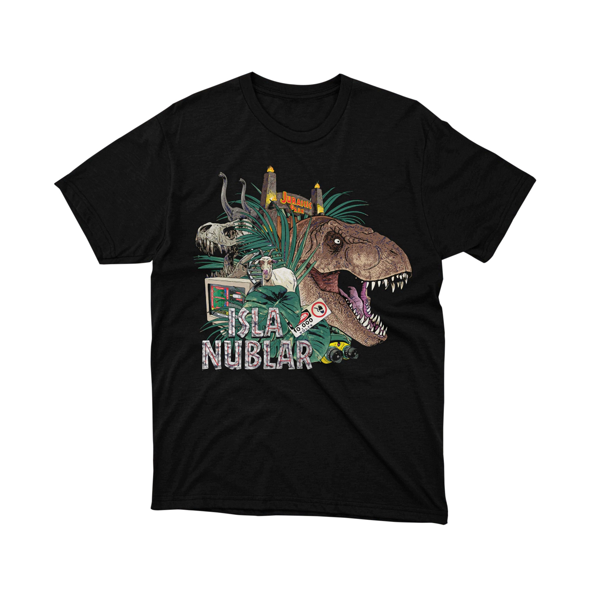 Danger Fence Eye Jurassic Park Dinosaur Volt Warning Panel Art Graphic Tee Unisex Shirt