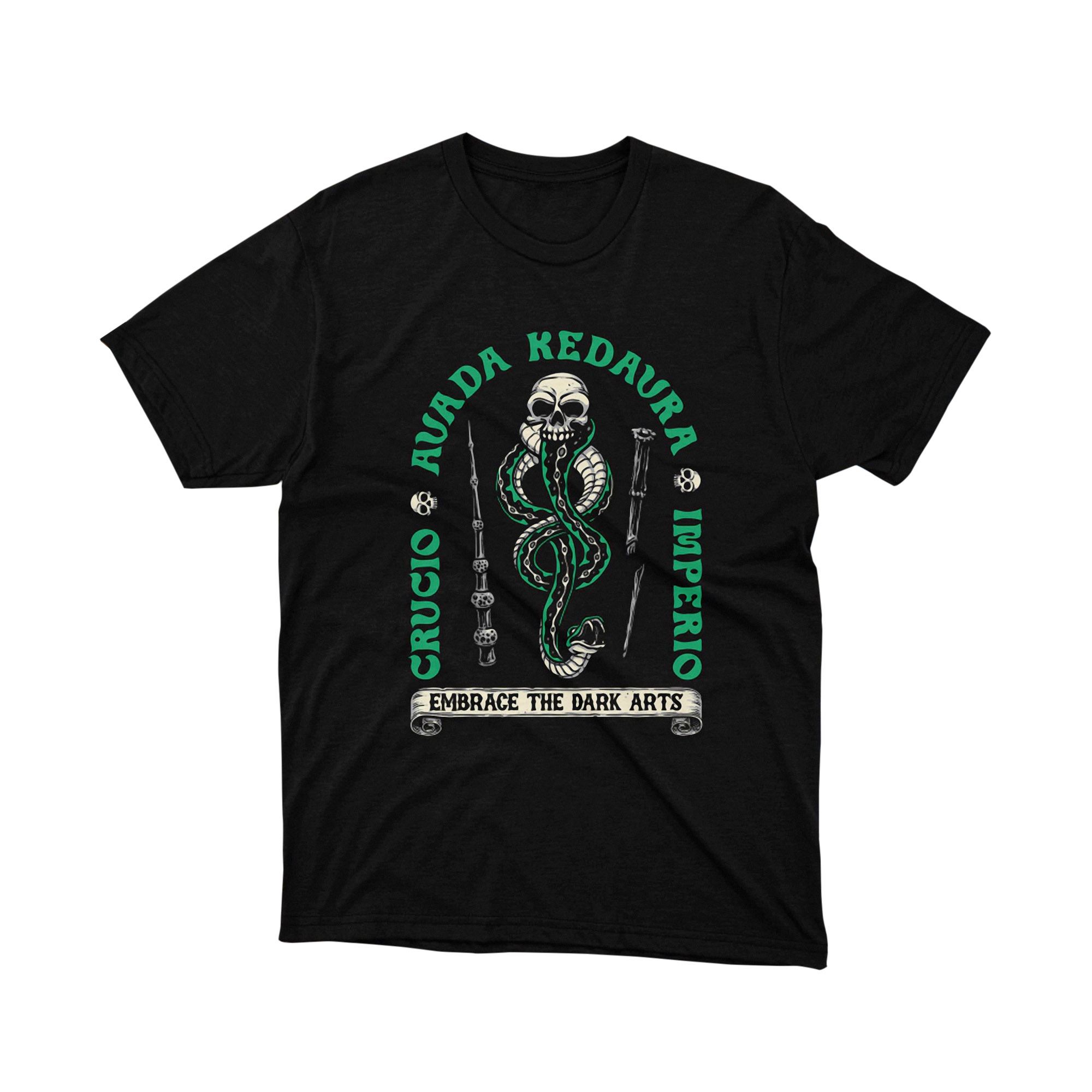 Dark Arts Skull Snake Spell Caster Avada Kedavra Wizard Graphic Tee Magic Shirt