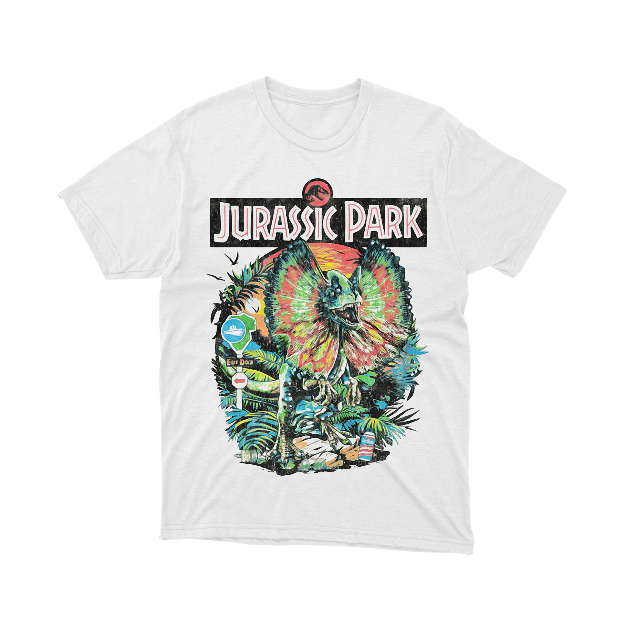 Dinosaurs End Earth T Rex Velociraptor Jurassic Park Classic Barn Art Graphic Tee Shirt