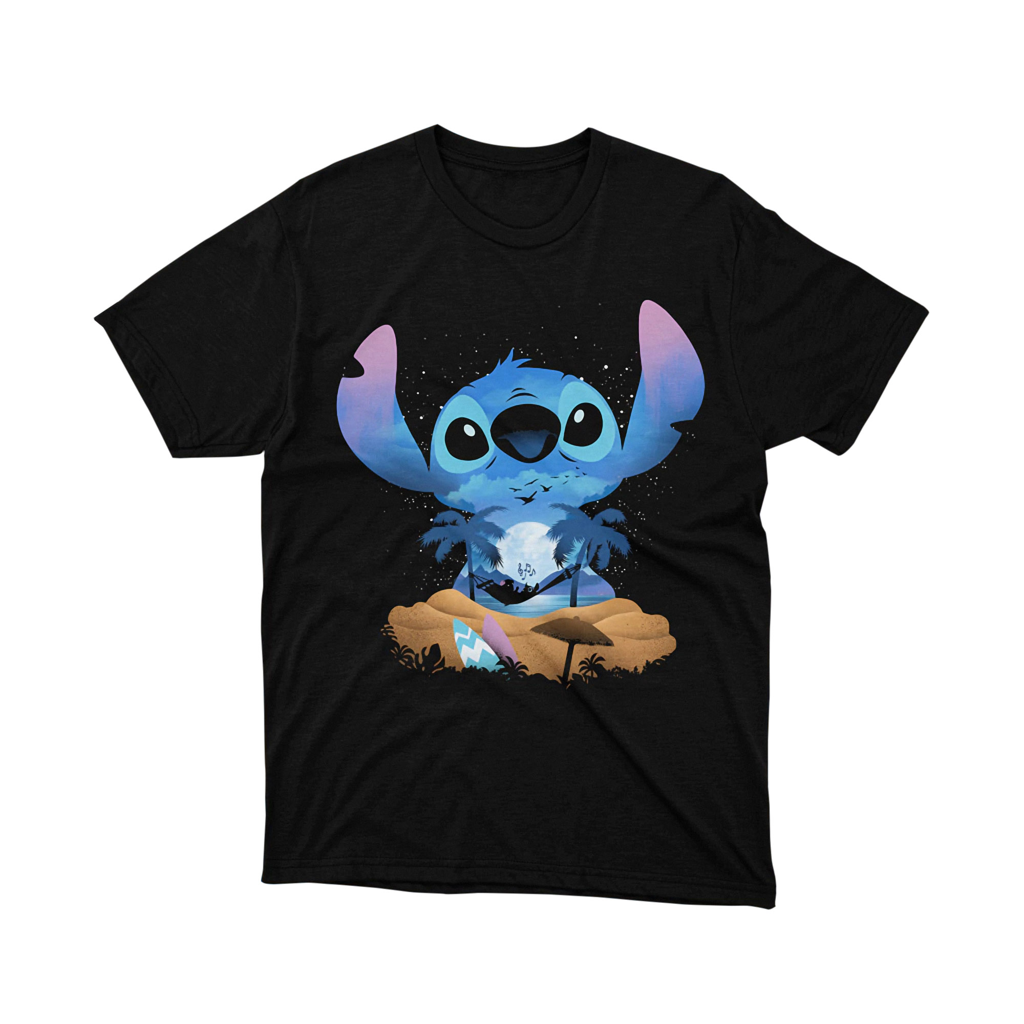Disney Lilo and Stitch Beach Hawaiian Silhouette T Shirt