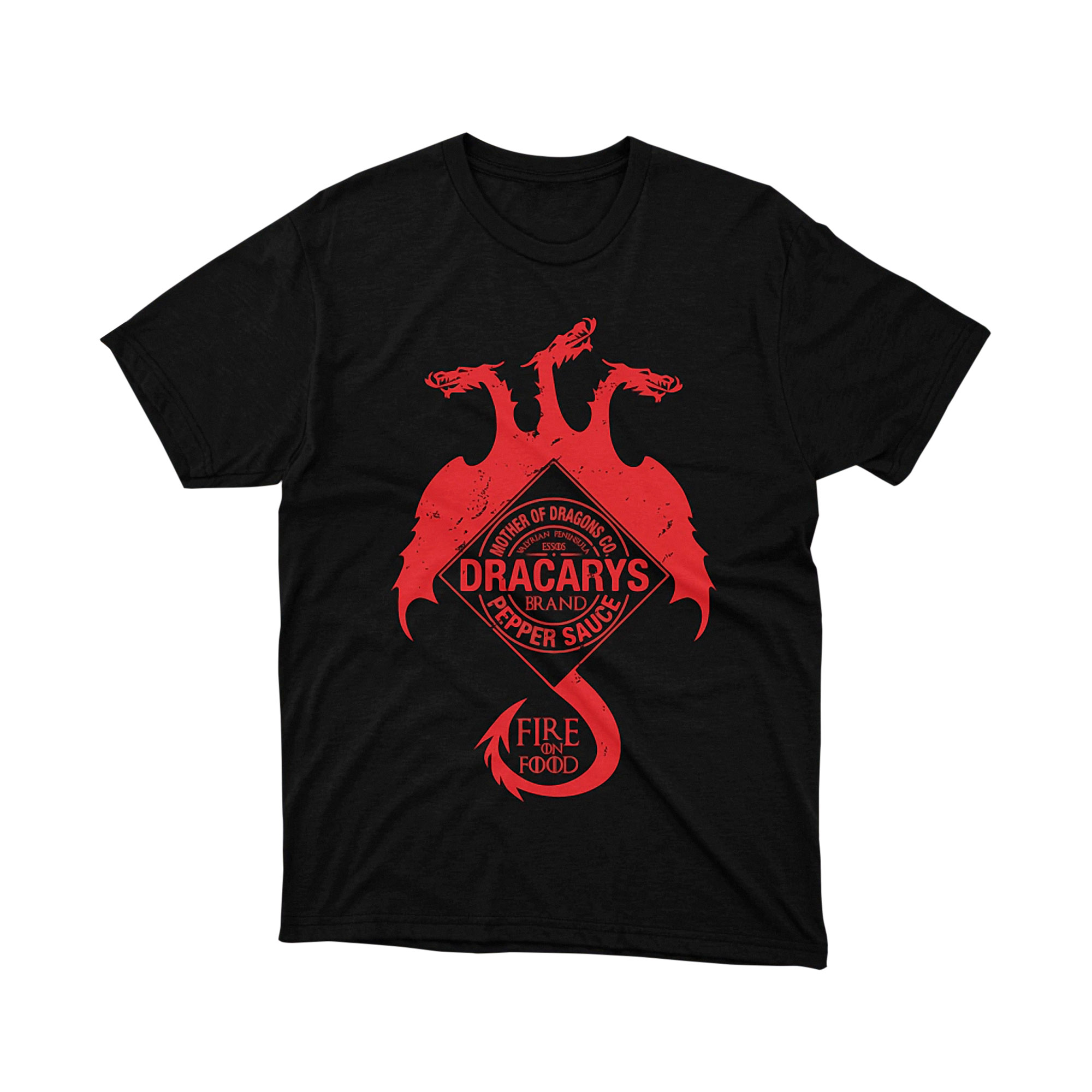 Dracarys Brand Pepper Sauce Dragon Graphic Tee Game of Thrones Black Unisex Shirt