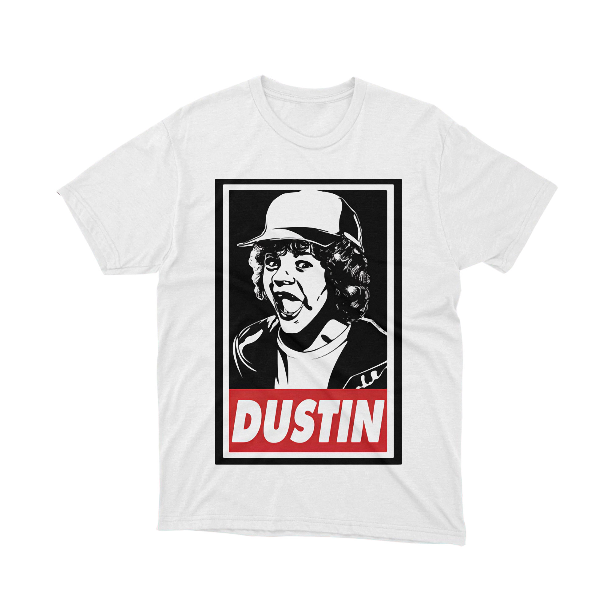 Dustin Classic Portrait Poster Stranger Things Parody T Shirt Funny Black White Unisex