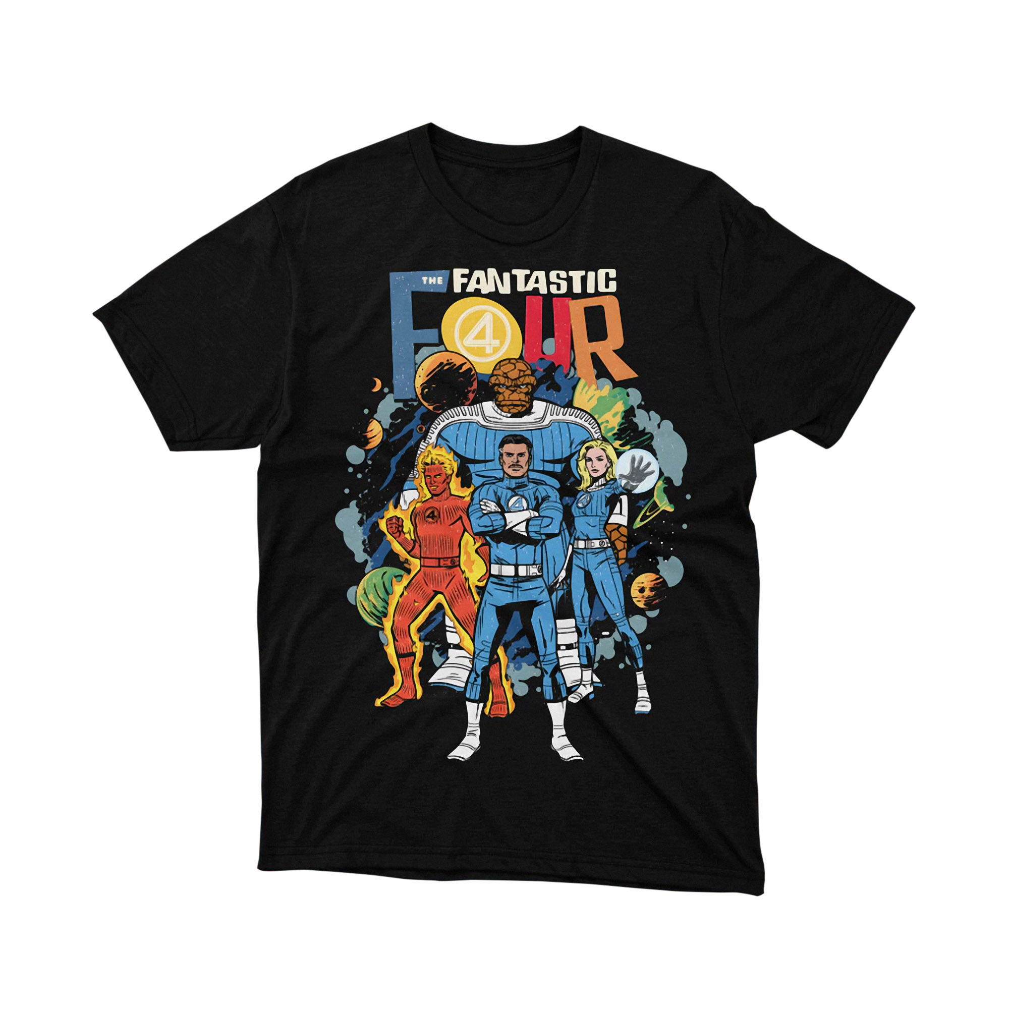 Fantastic Four Colorful Universe Comic Parody T Shirt Marvel Heroes Unisex