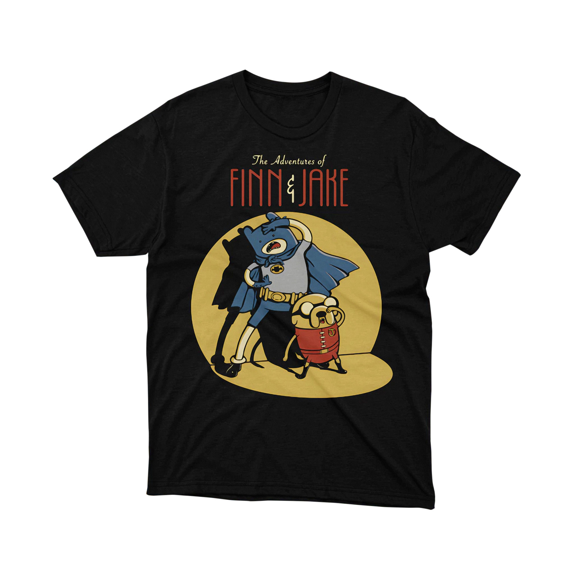 Finn Jake Batman Robin Adventures Time Parody Comic Cartoon Tee Unisex Black Shirt