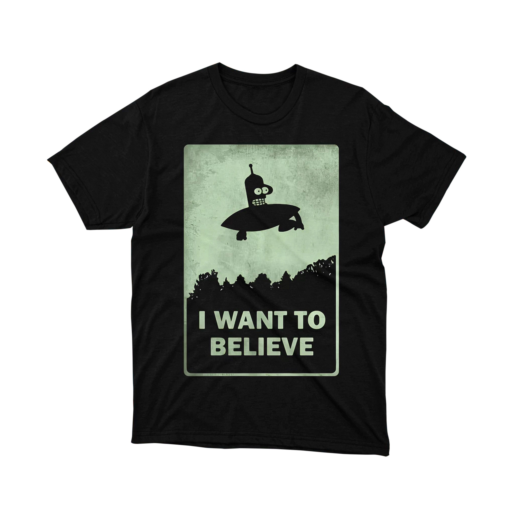Futurama Bender UFO I Want To Believe X Files T Shirt