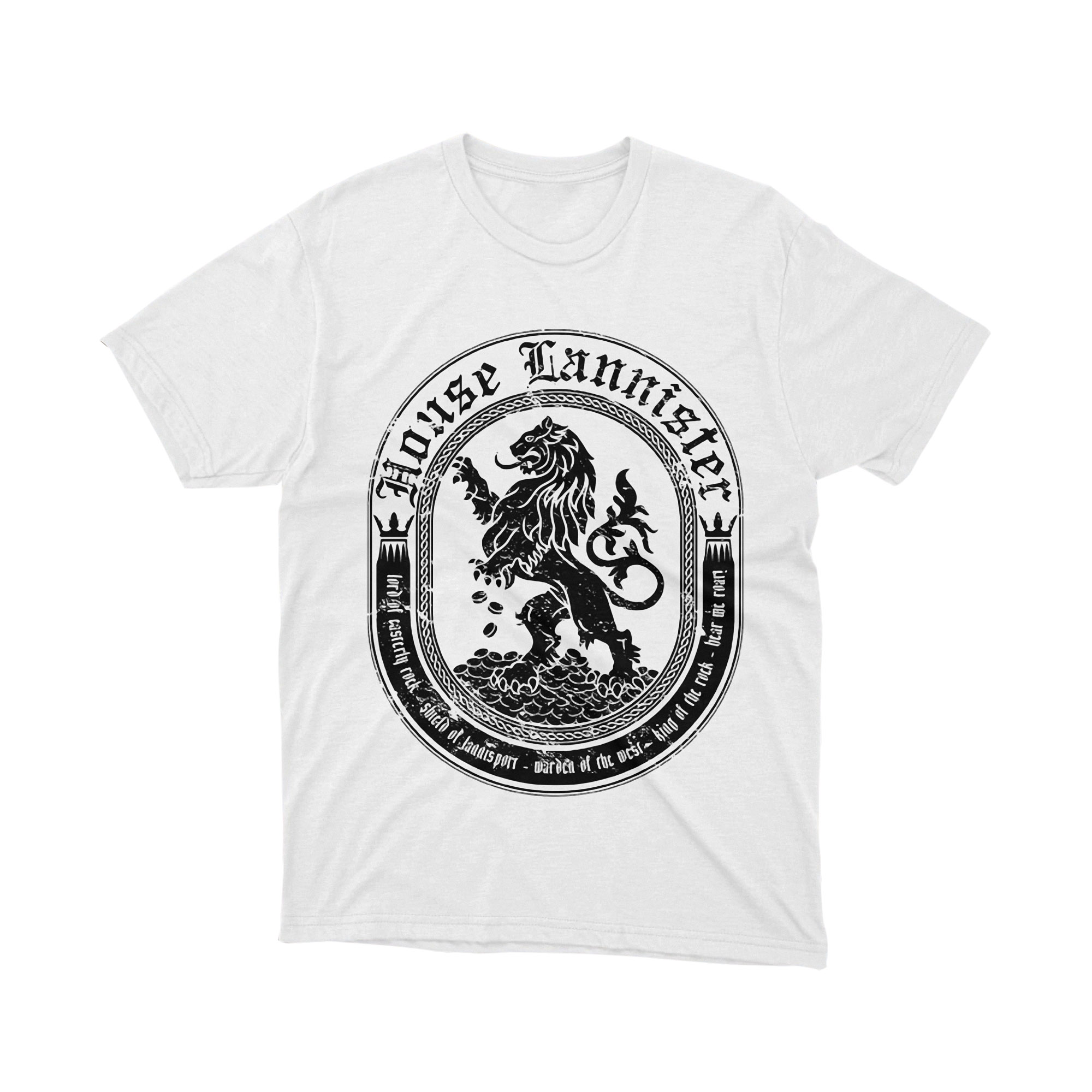 Game of Thrones House Lannister Lion Crest Unisex White Shirt Medieval Family Sigil Tee