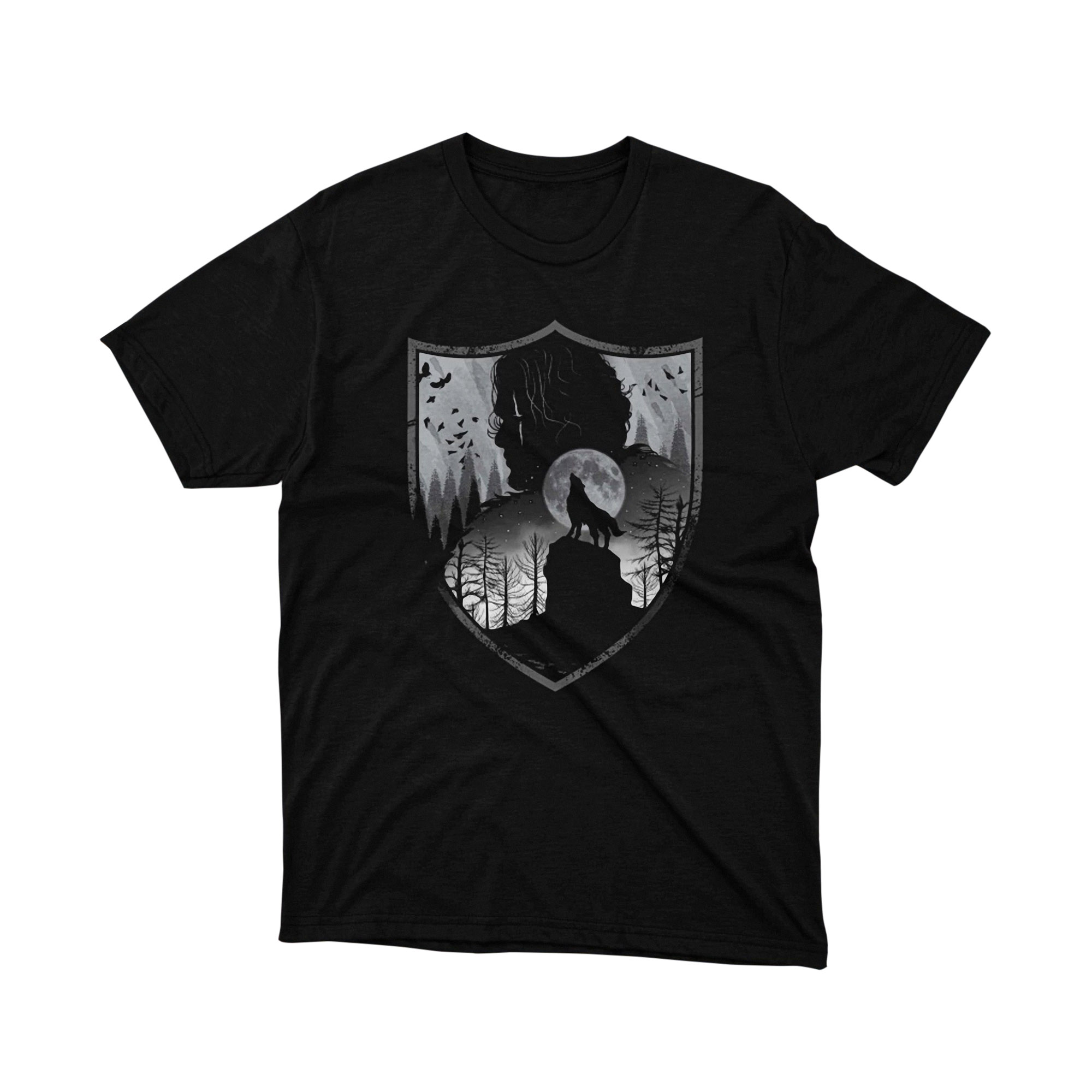 Game of Thrones Stark Shield Wolf Silhouette T Shirt