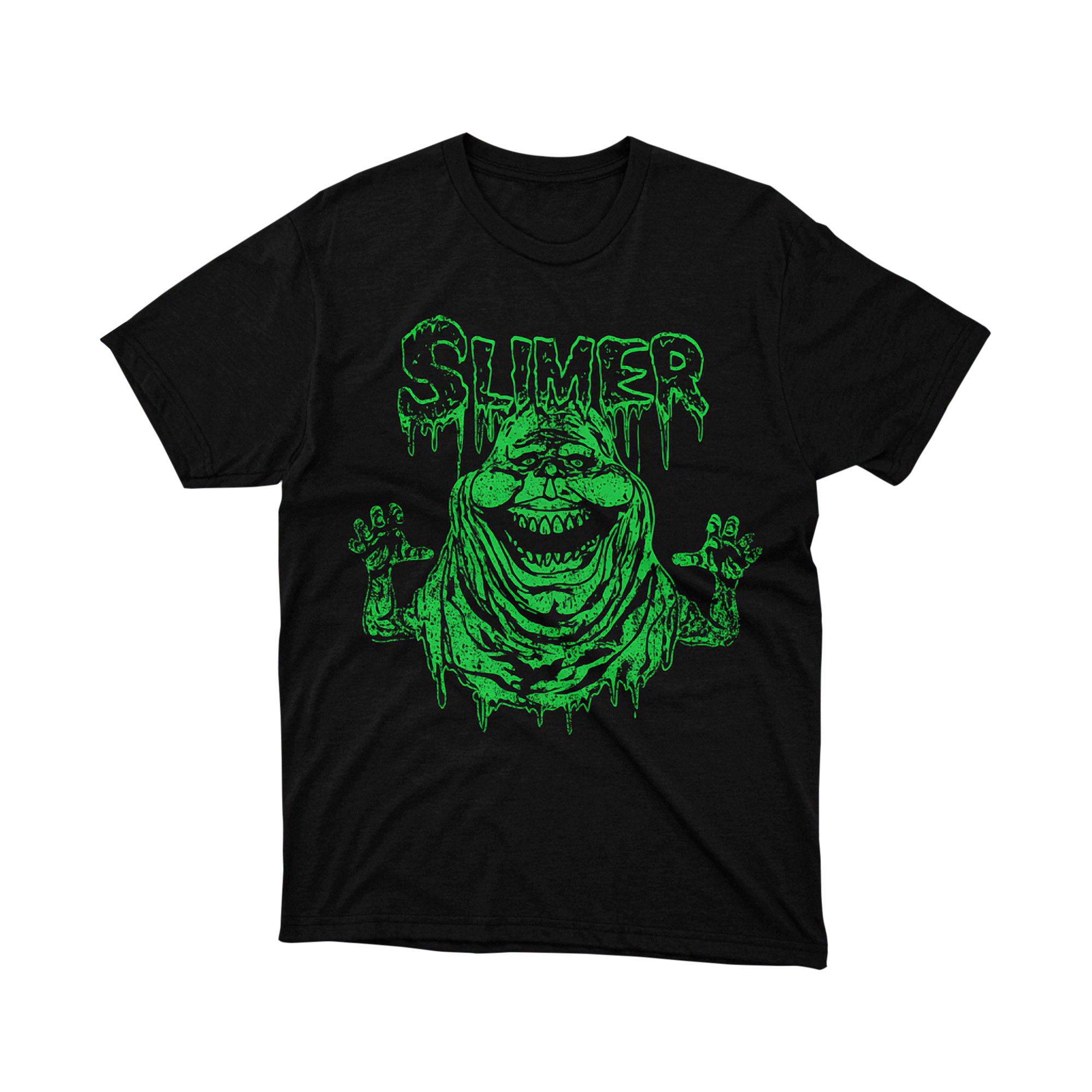 Ghostbusters Slimer Neon Green Monster Cartoon Tee Shirt