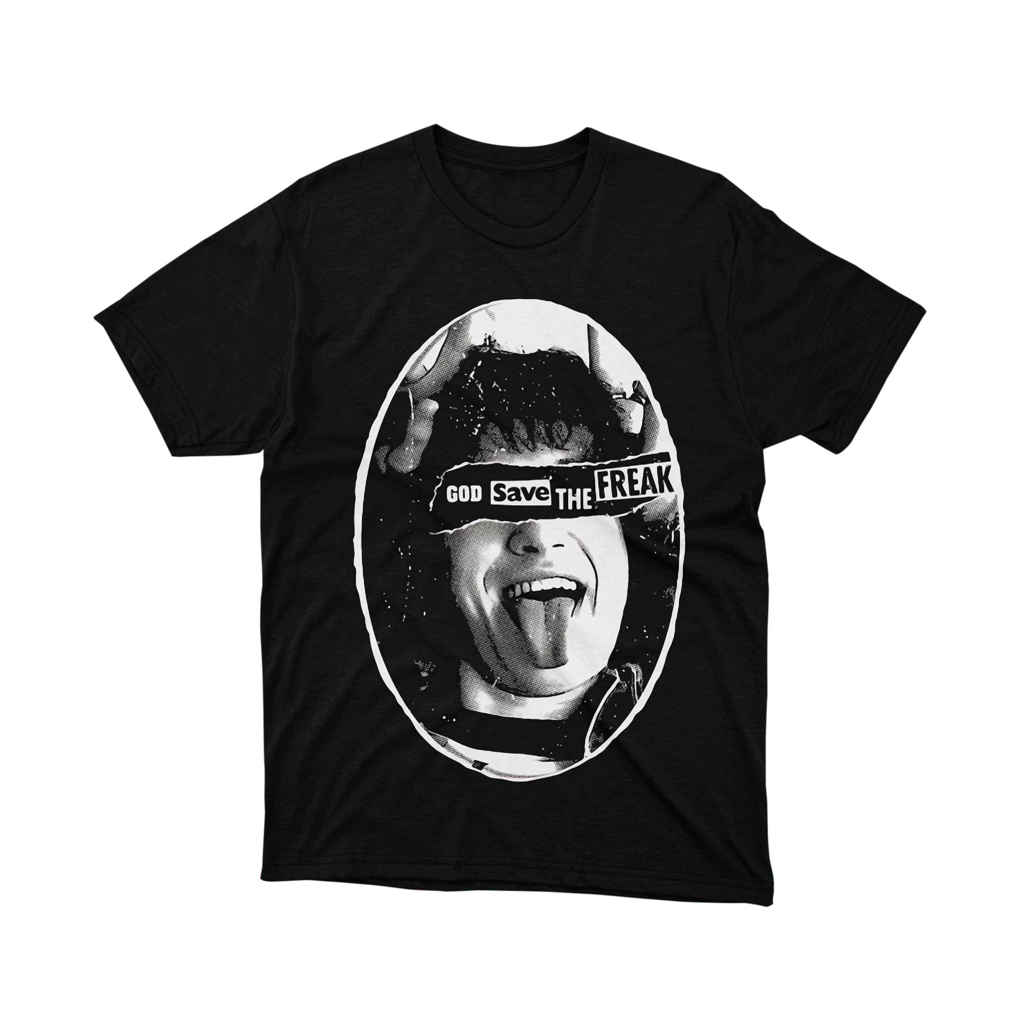 God Save the Freak Eddie Munson Stranger Things Parody T Shirt Black White Unisex