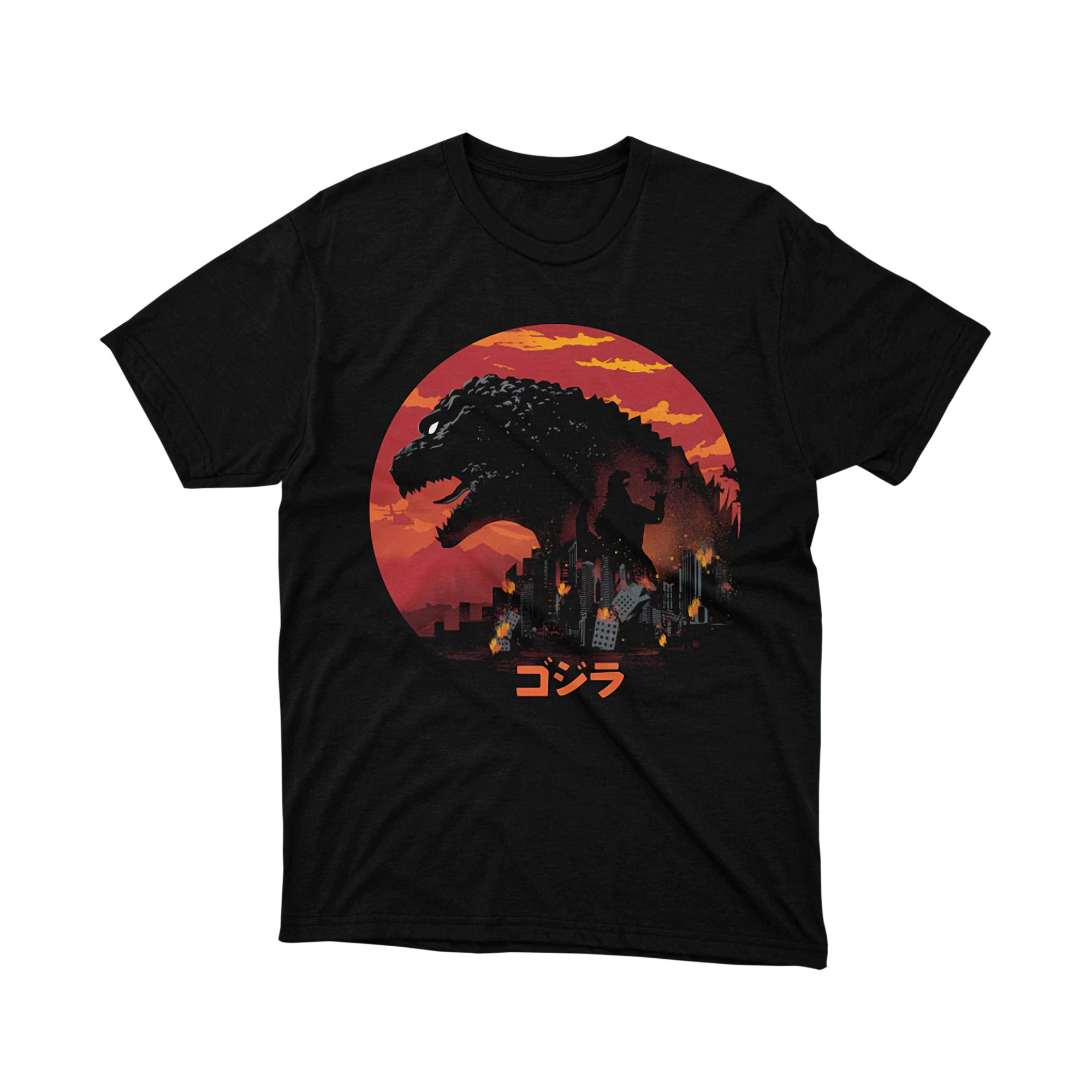 Godzilla Kaiju Attack Sunset Silhouette T Shirt