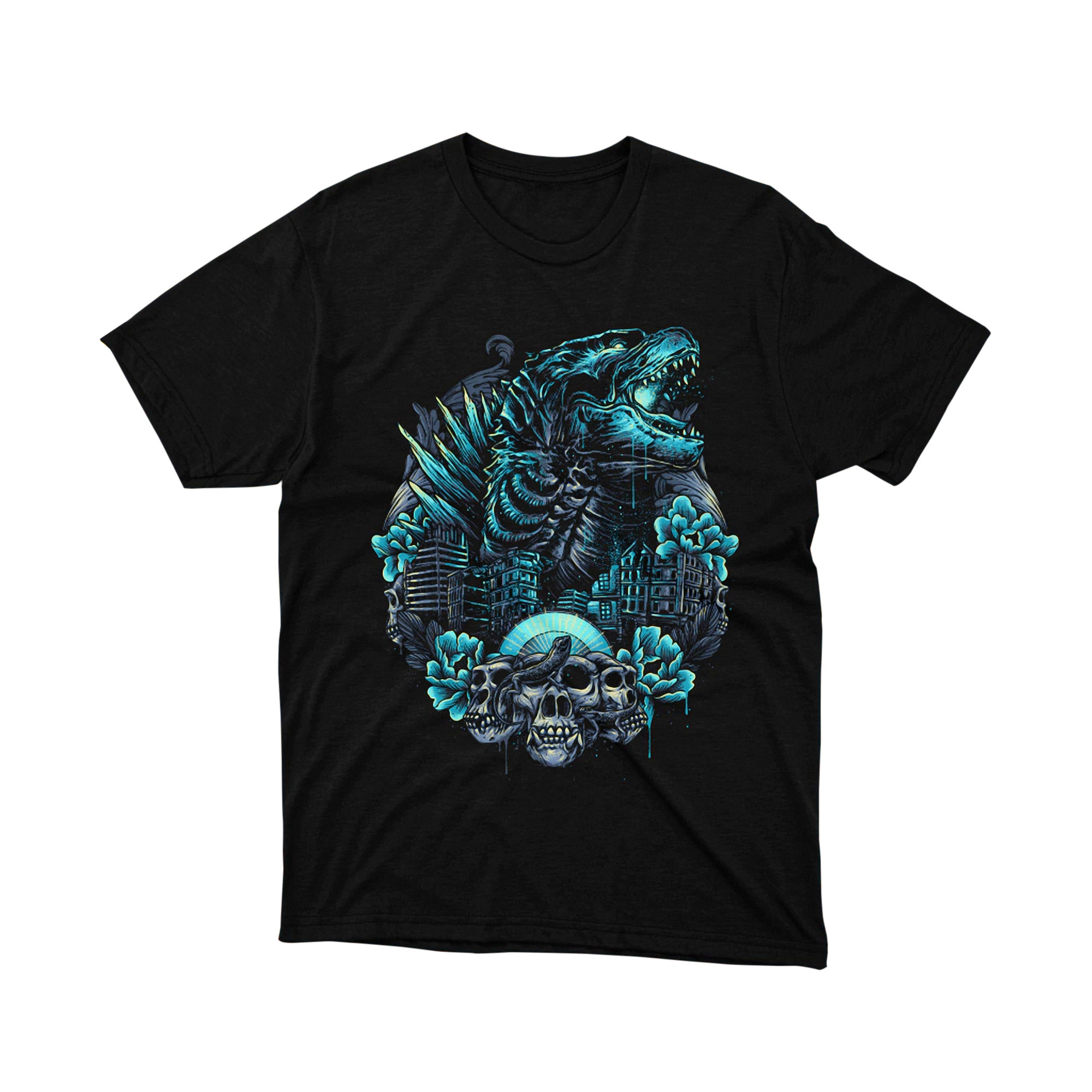 Godzilla vs King Kong City Skulls Neon T Shirt