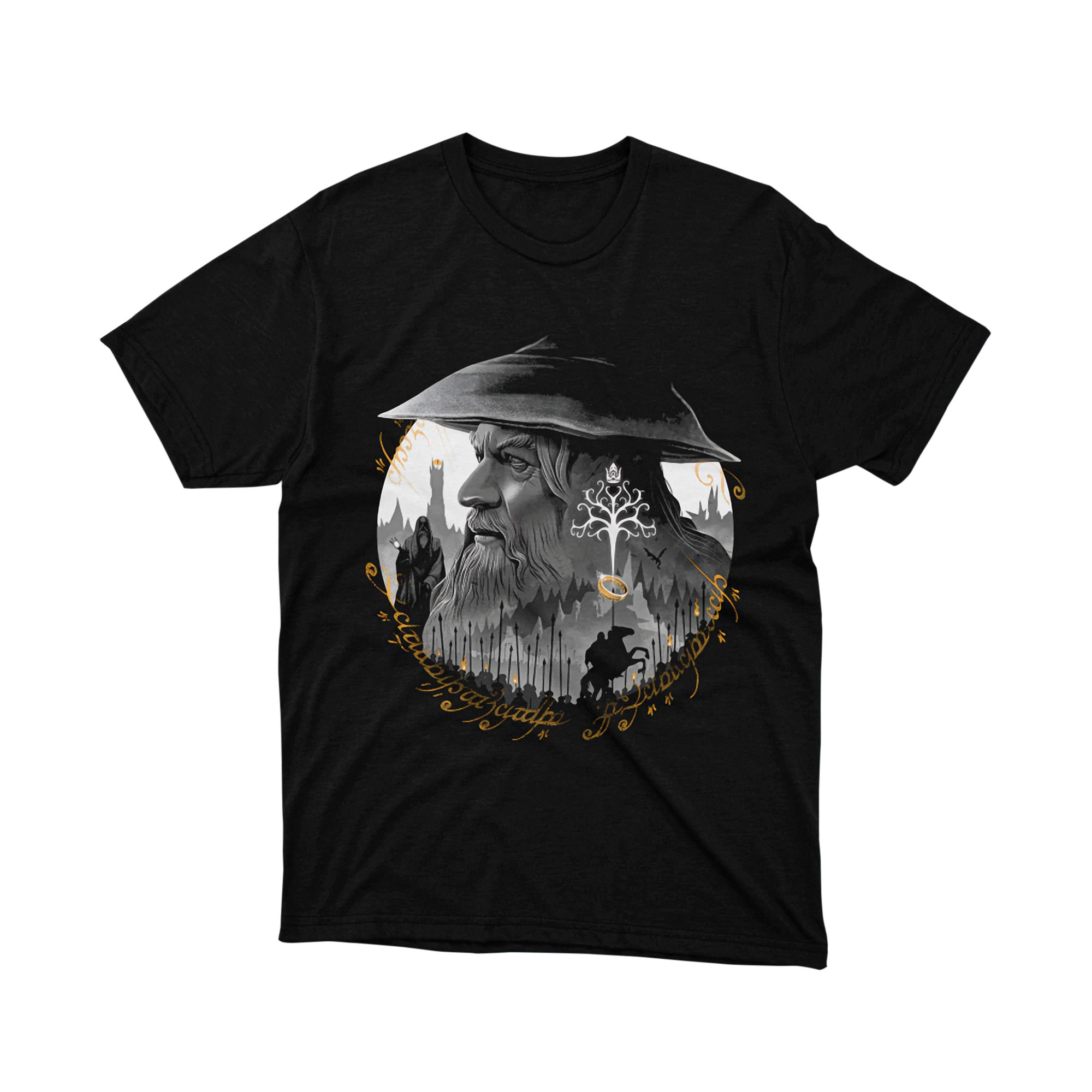 Gondor Silhouette Tree Sauron Lord of the Rings Parody T Shirt Gray Art Unisex