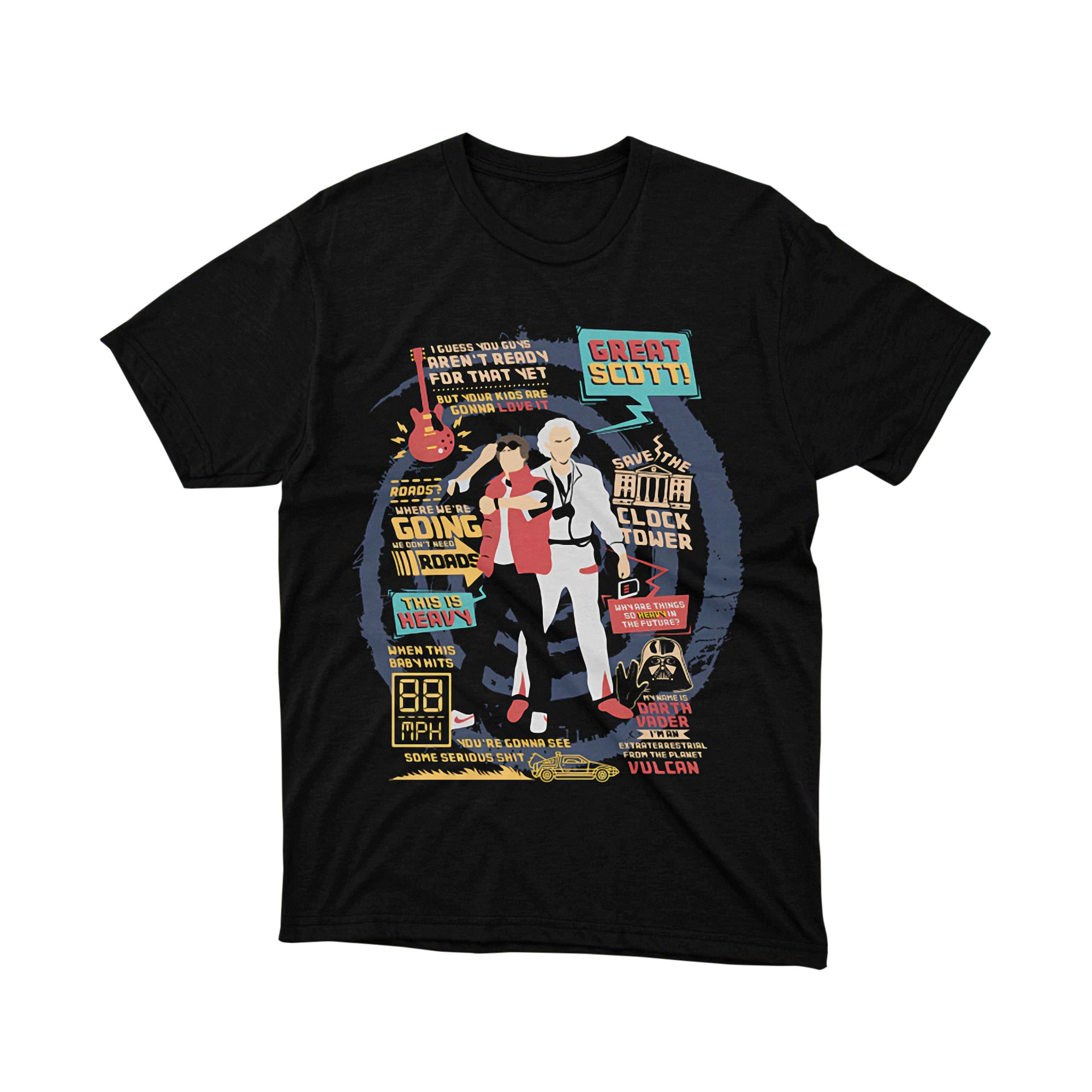 Great Scott Save the Clock Tower Parody T Shirt Back to the Future Quotes Unisex