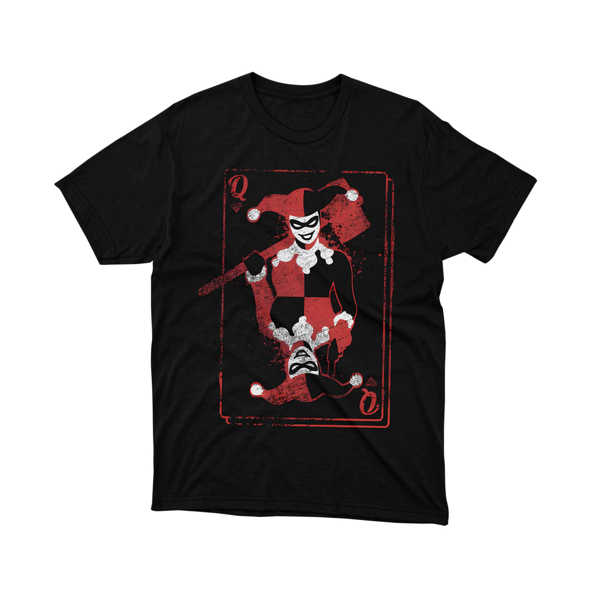 Harley Quinn Queen Of Hearts Playing Card Parody T Shirt Mallet DC Villain Unisex
