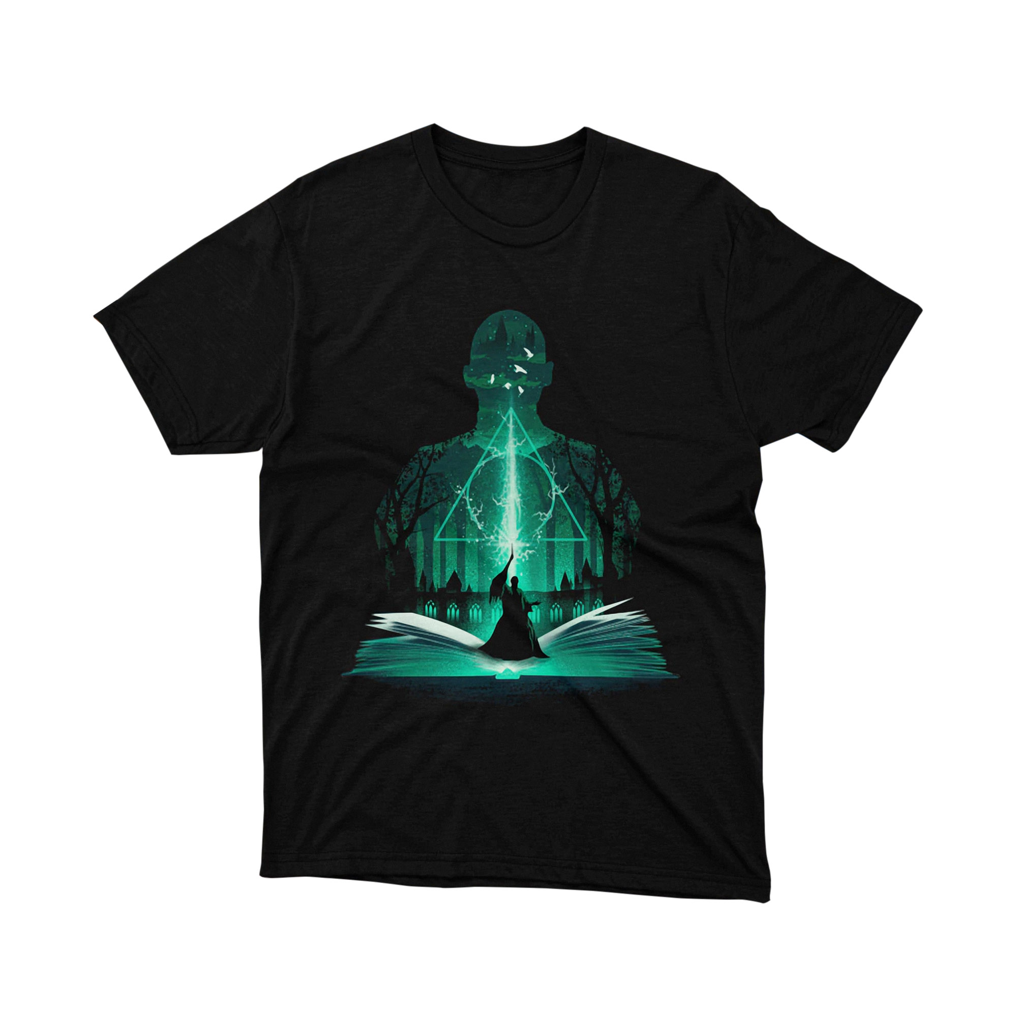 Harry Potter Deathly Hallows Symbol Book Silhouette T Shirt