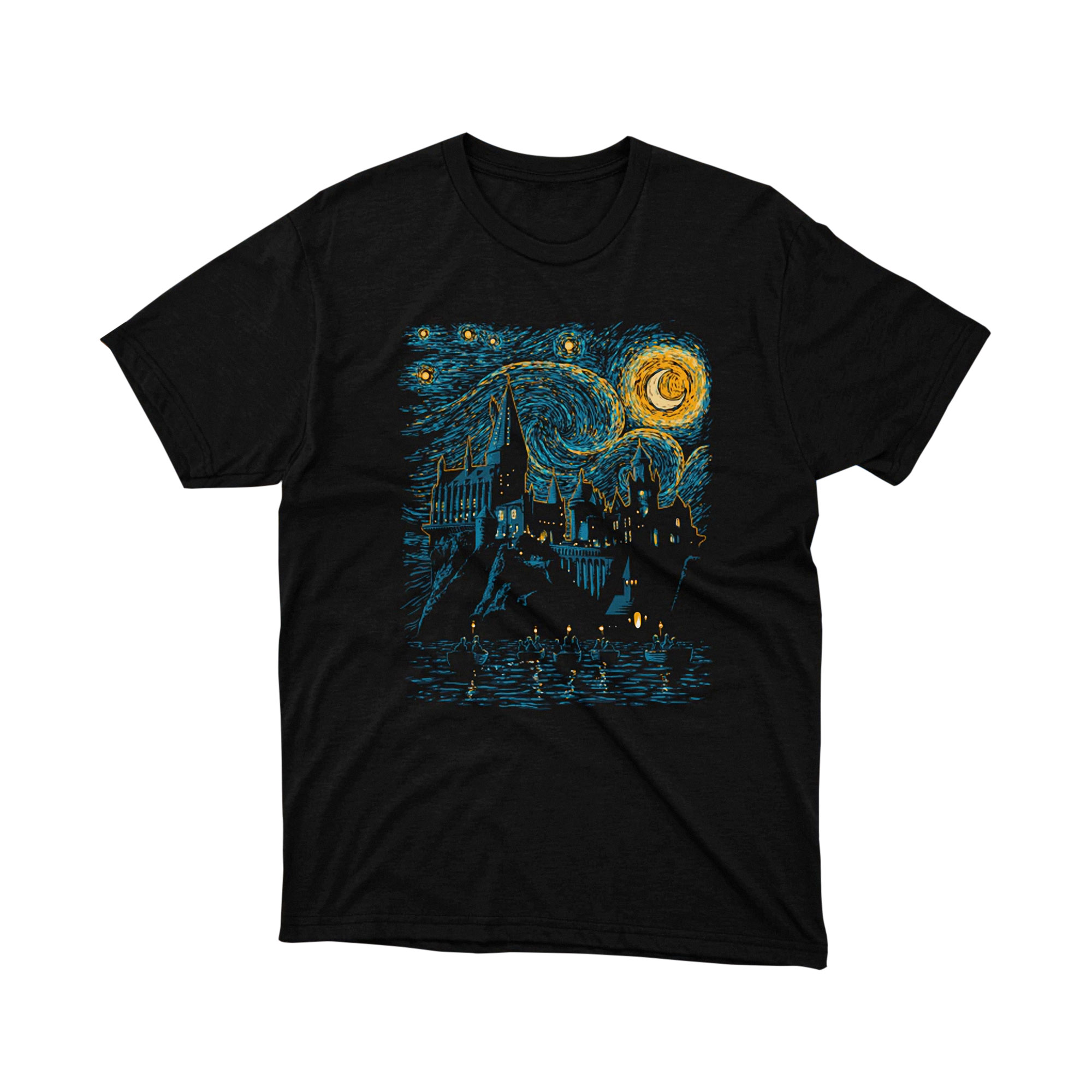 Harry Potter Hogwarts Castle Starry Night Van Gogh T Shirt
