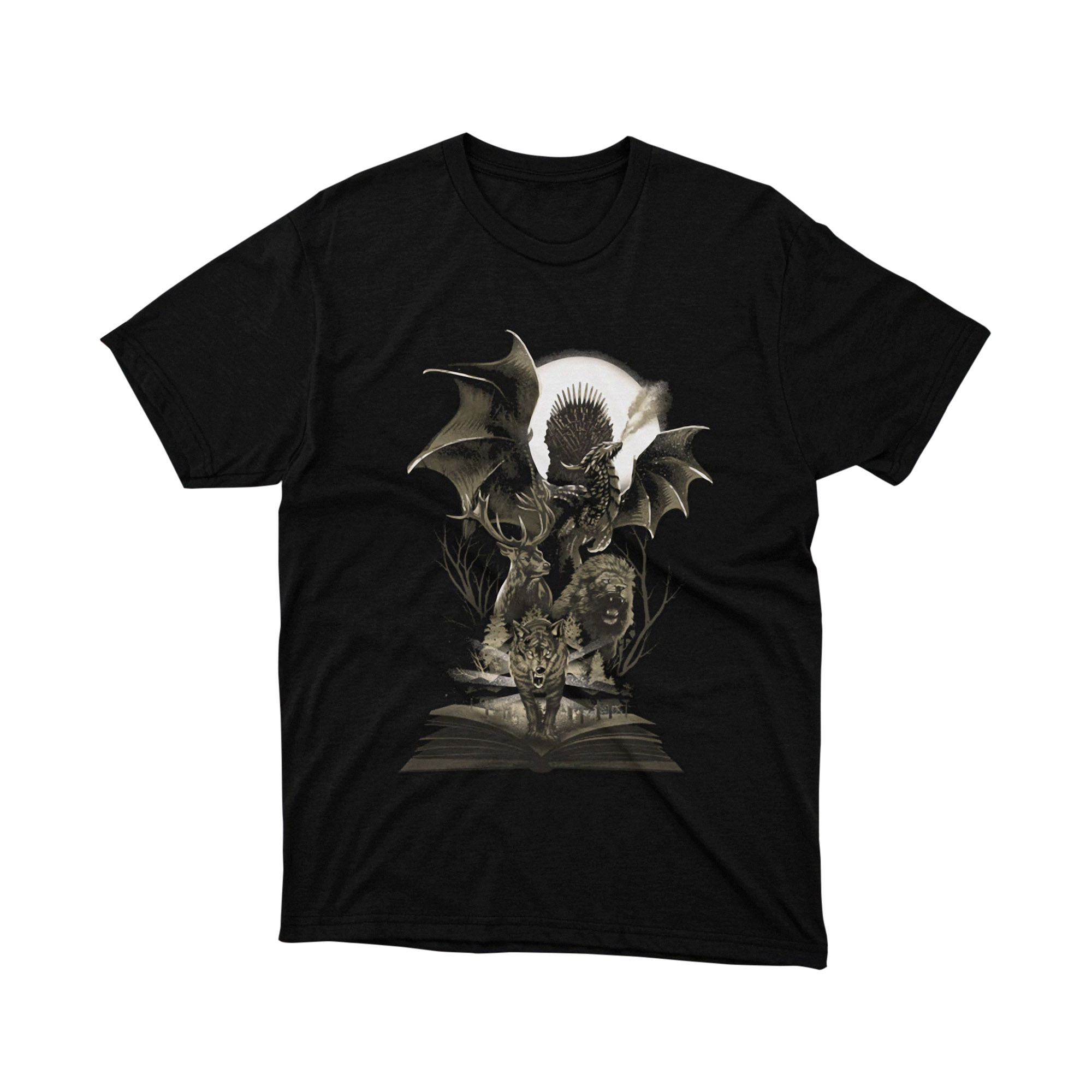 Houses Medieval Thrones Crowned Dragon Fantasy Tee Shirt