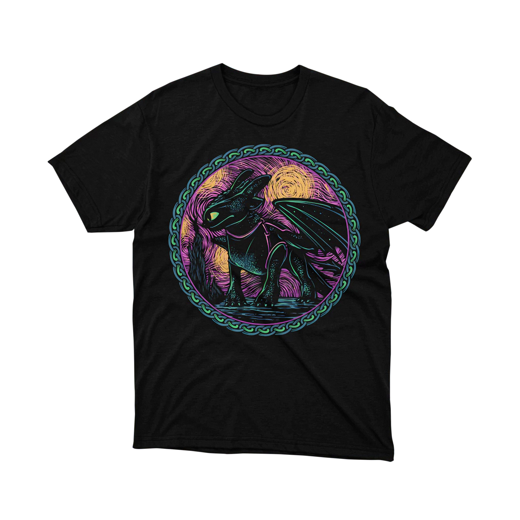 How to Train Your Dragon Toothless Starry Night Neon T Shirt