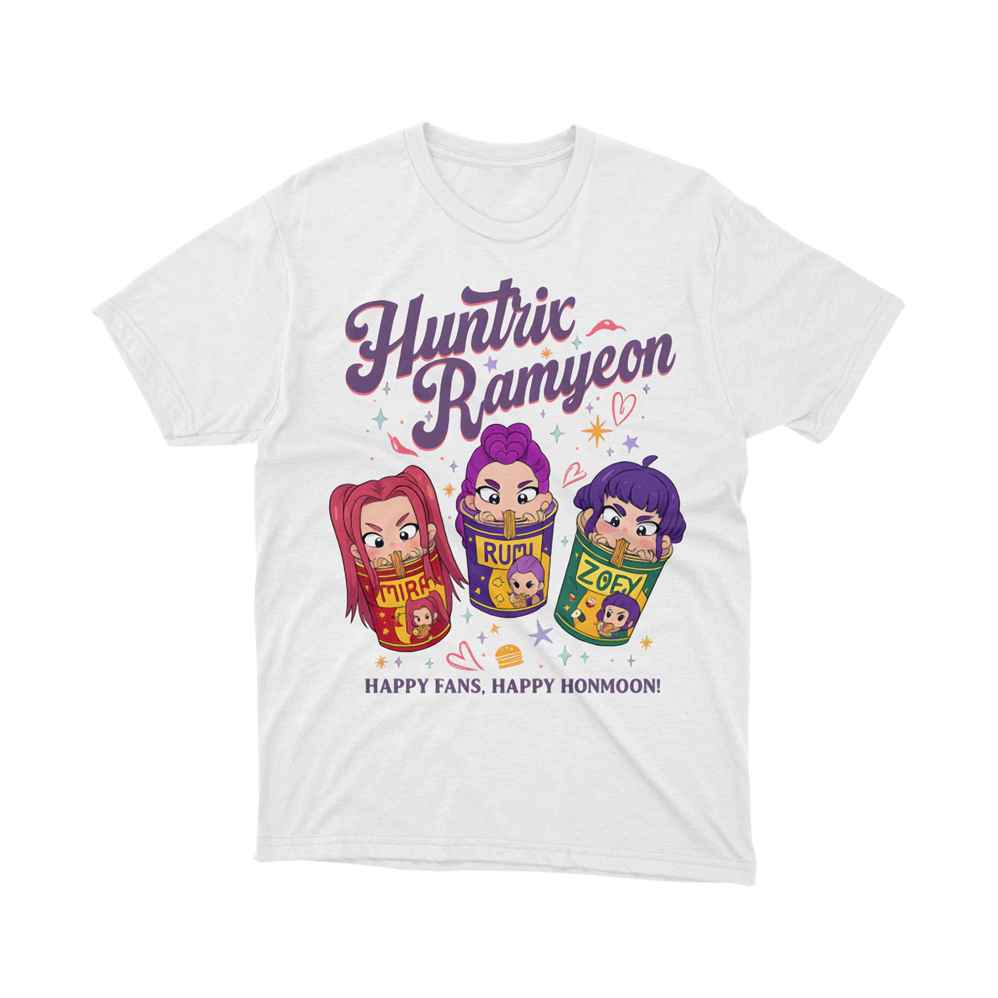 Huntric Ramyeon Kpop Girl Group Cartoon Noodle Graphic Tee Happy Fans Gift Shirt