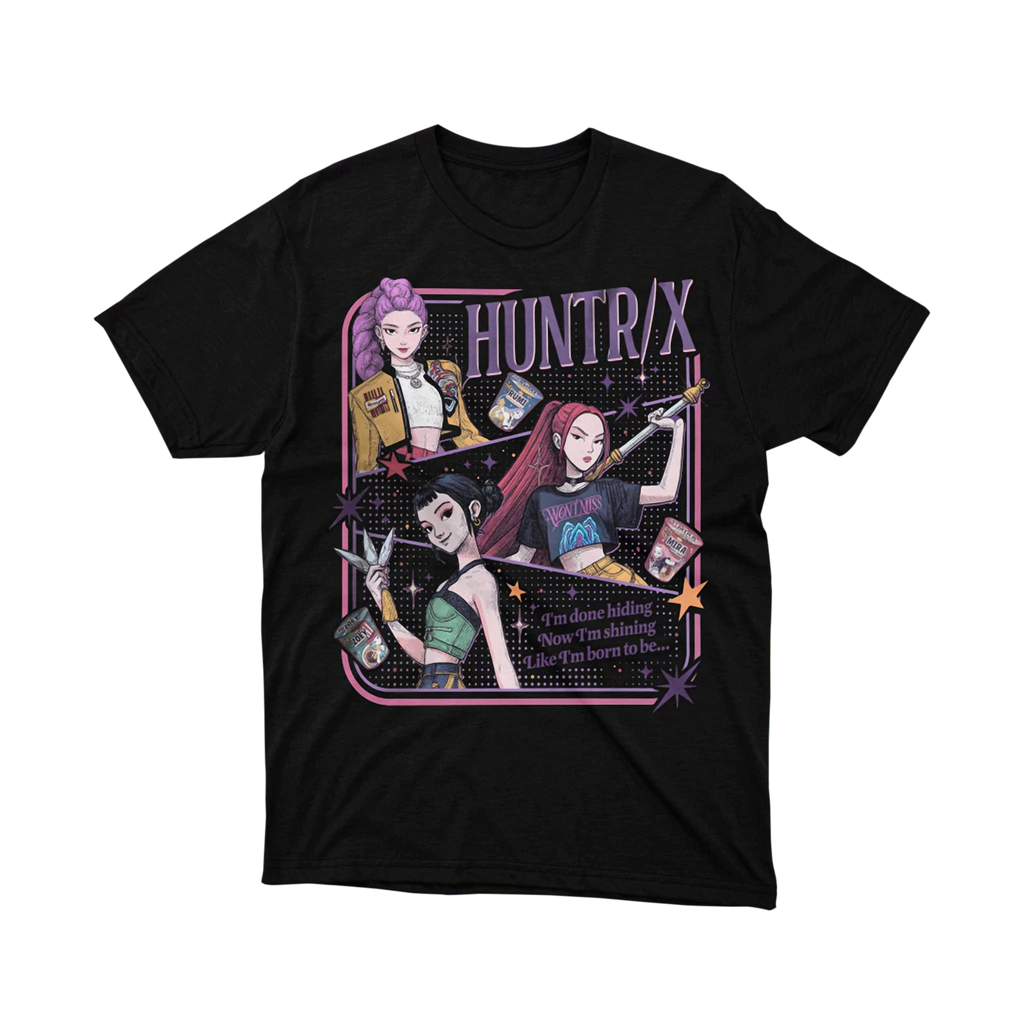 HUNTRX Anime Girls Quote Graphic T Shirt Black