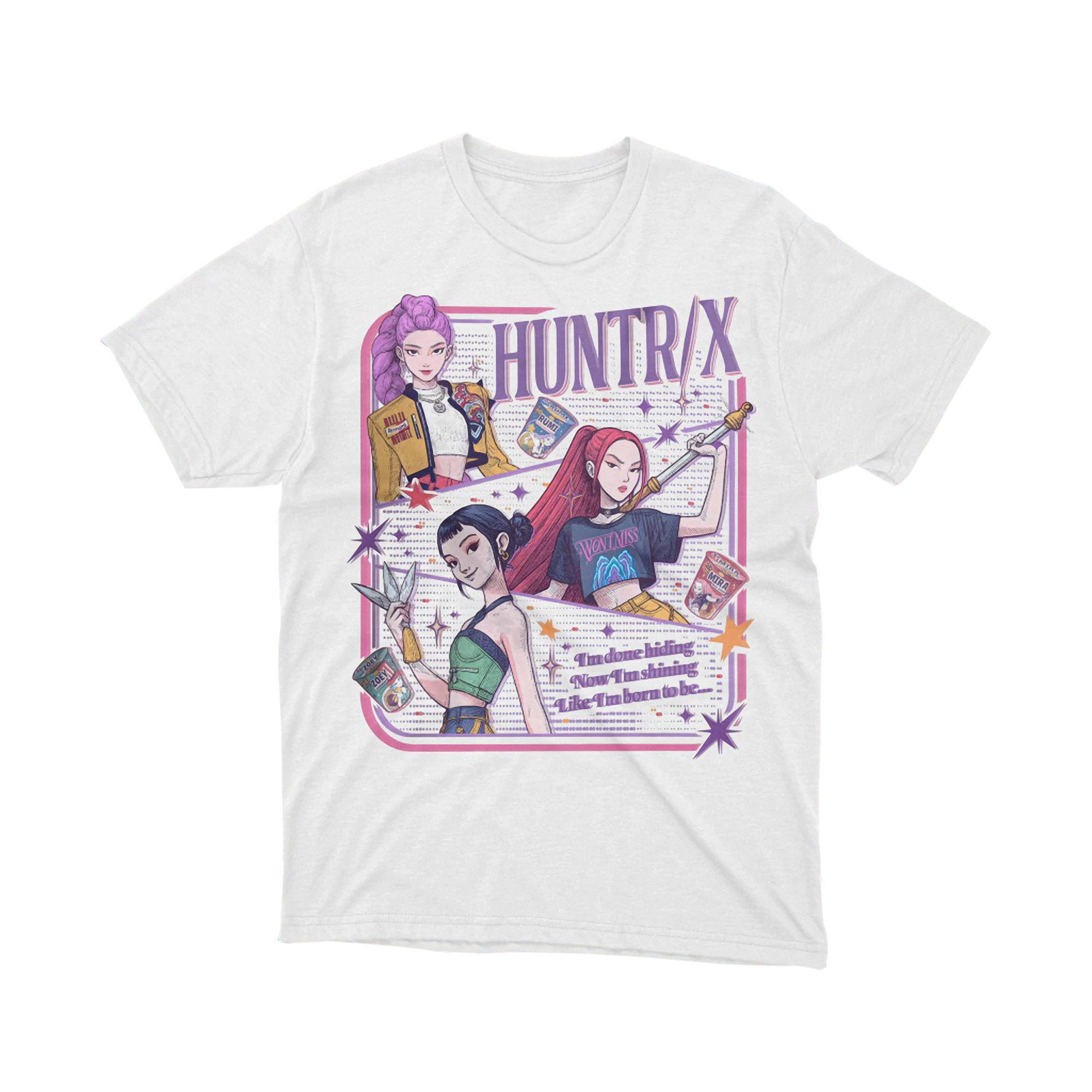 HUNTRX Anime Girls Quote Graphic T Shirt White