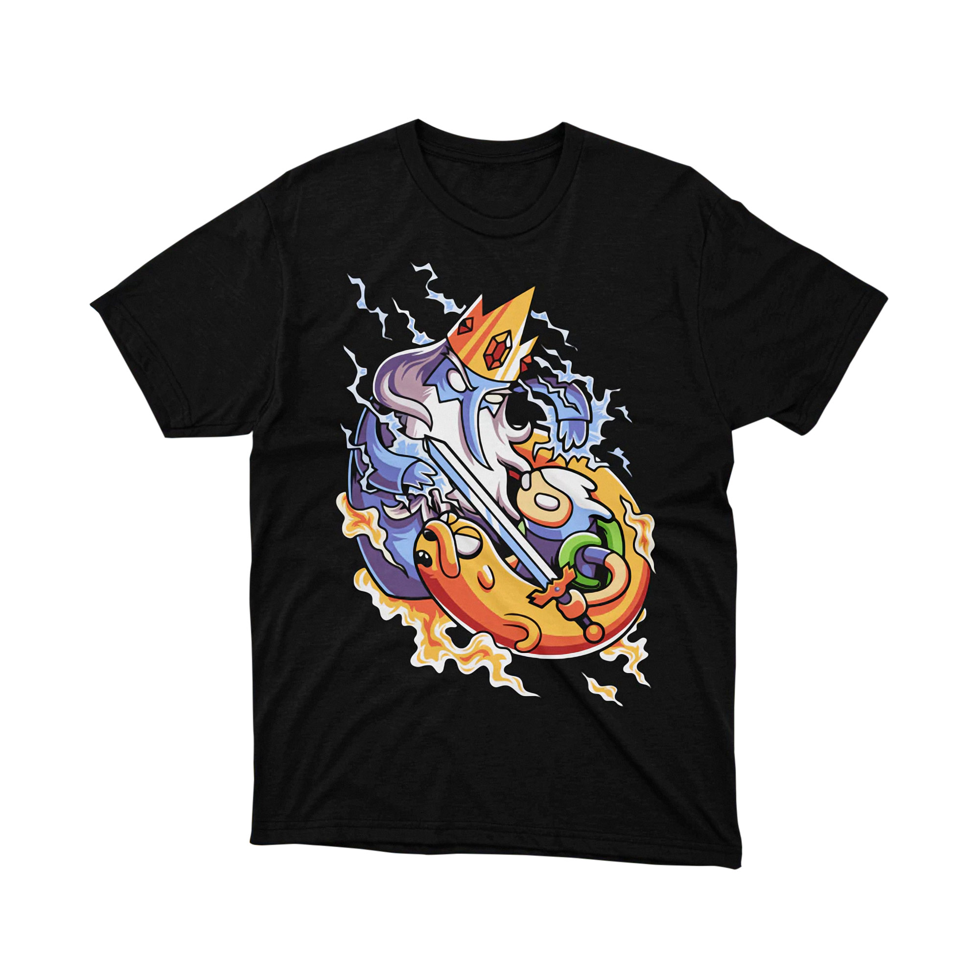 Ice King Lightning Crown Adventure Time Parody Cartoon Art Graphic Tee Unisex Shirt