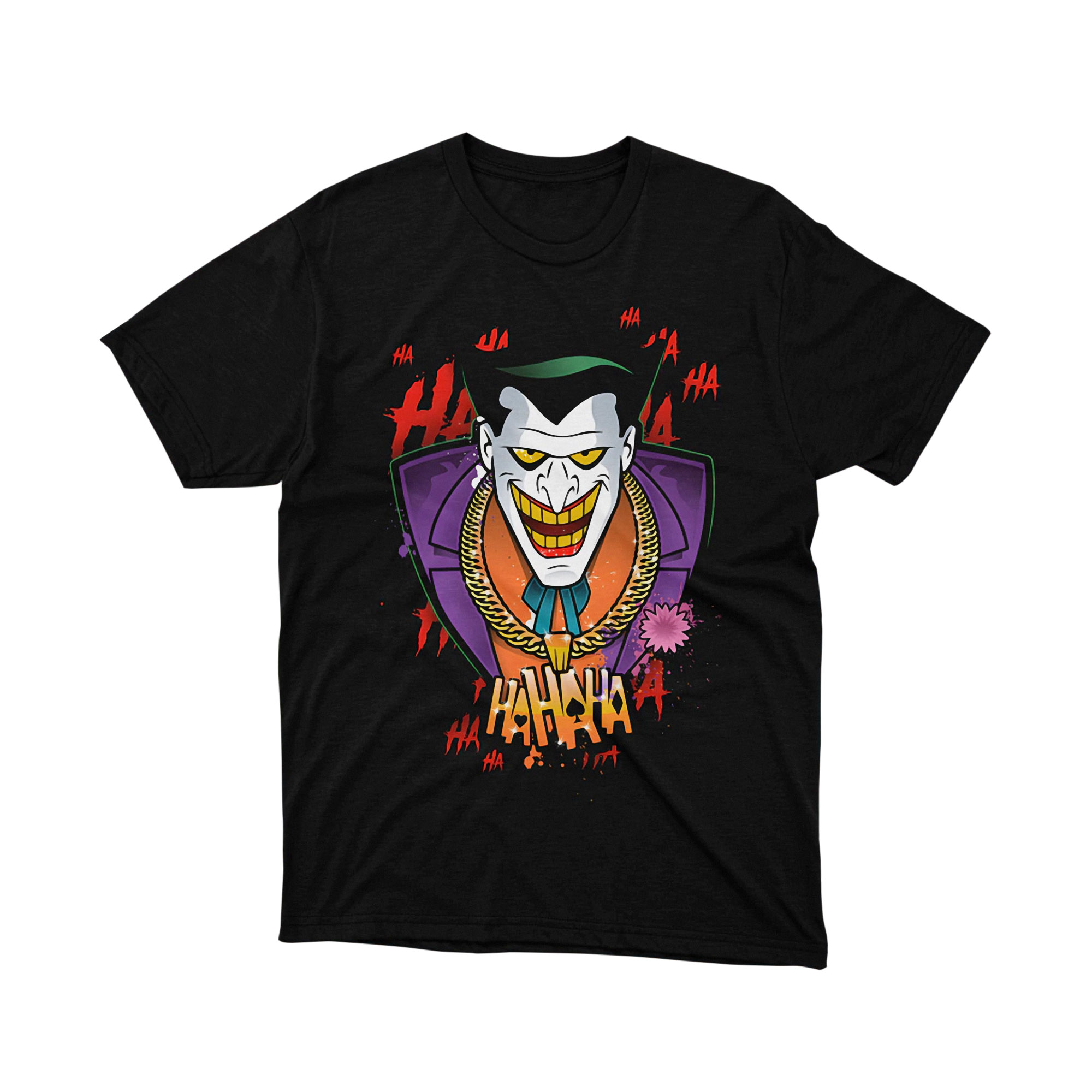 Joker Cartoon Gold Chain HaHa Parody T Shirt Comic Villain Laugh Unisex