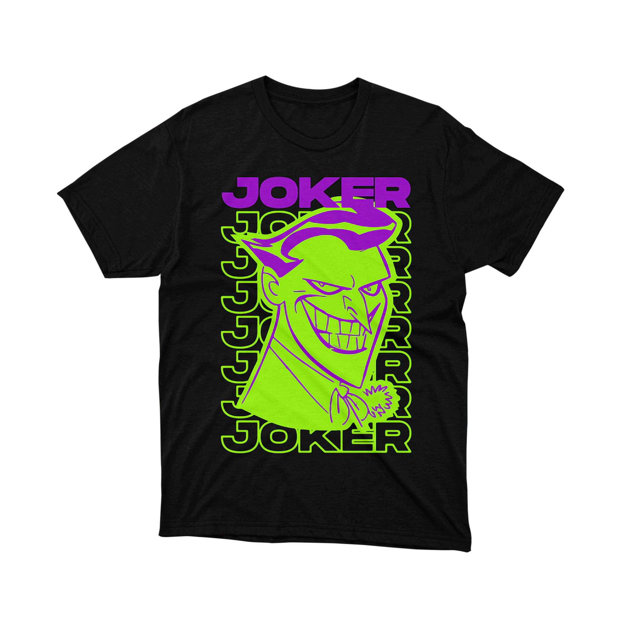 Joker Classic Cartoon Neon Art Parody T Shirt Purple Green Villain Unisex