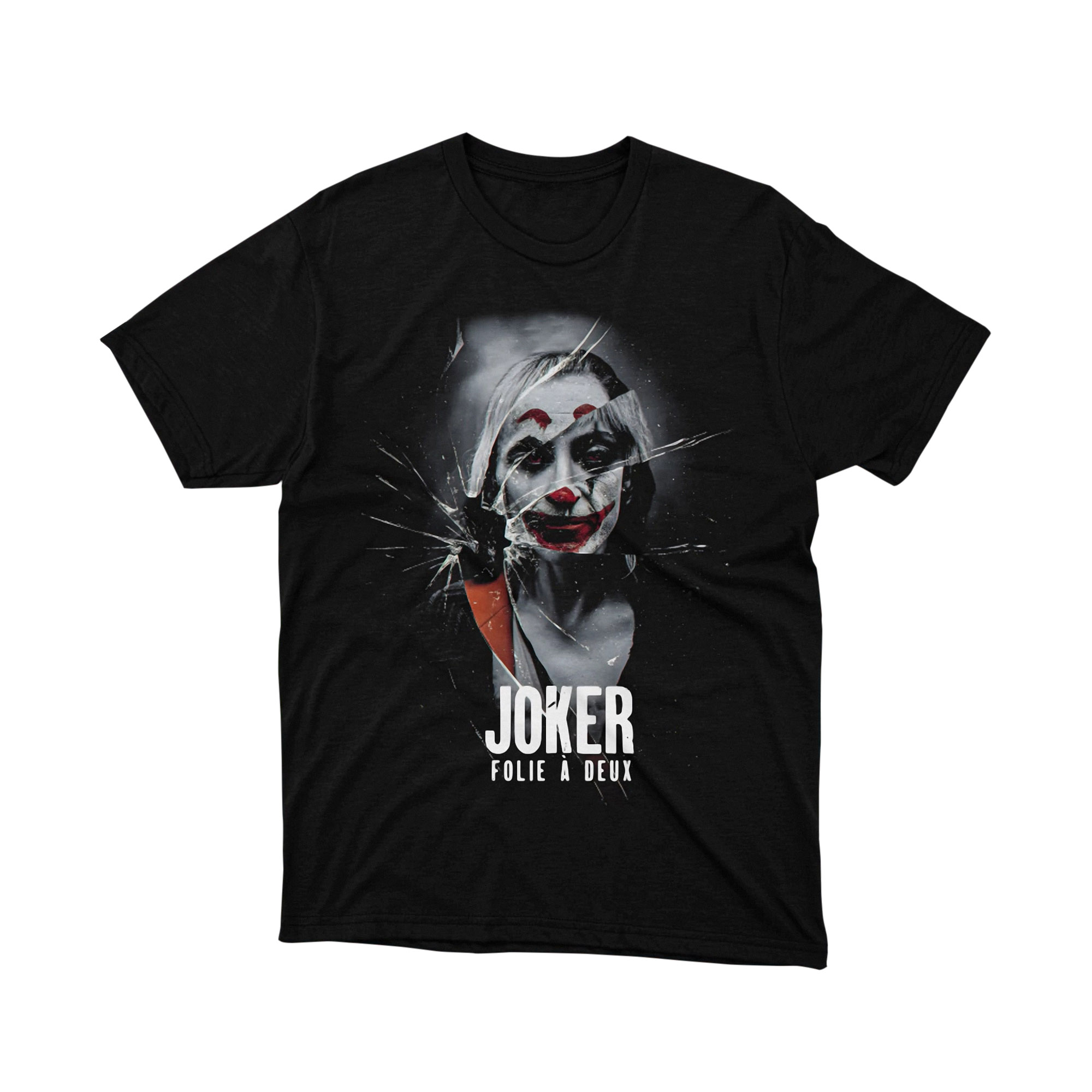 Joker Folie A Deux Broken Glass Effect T Shirt Black White Art Unisex