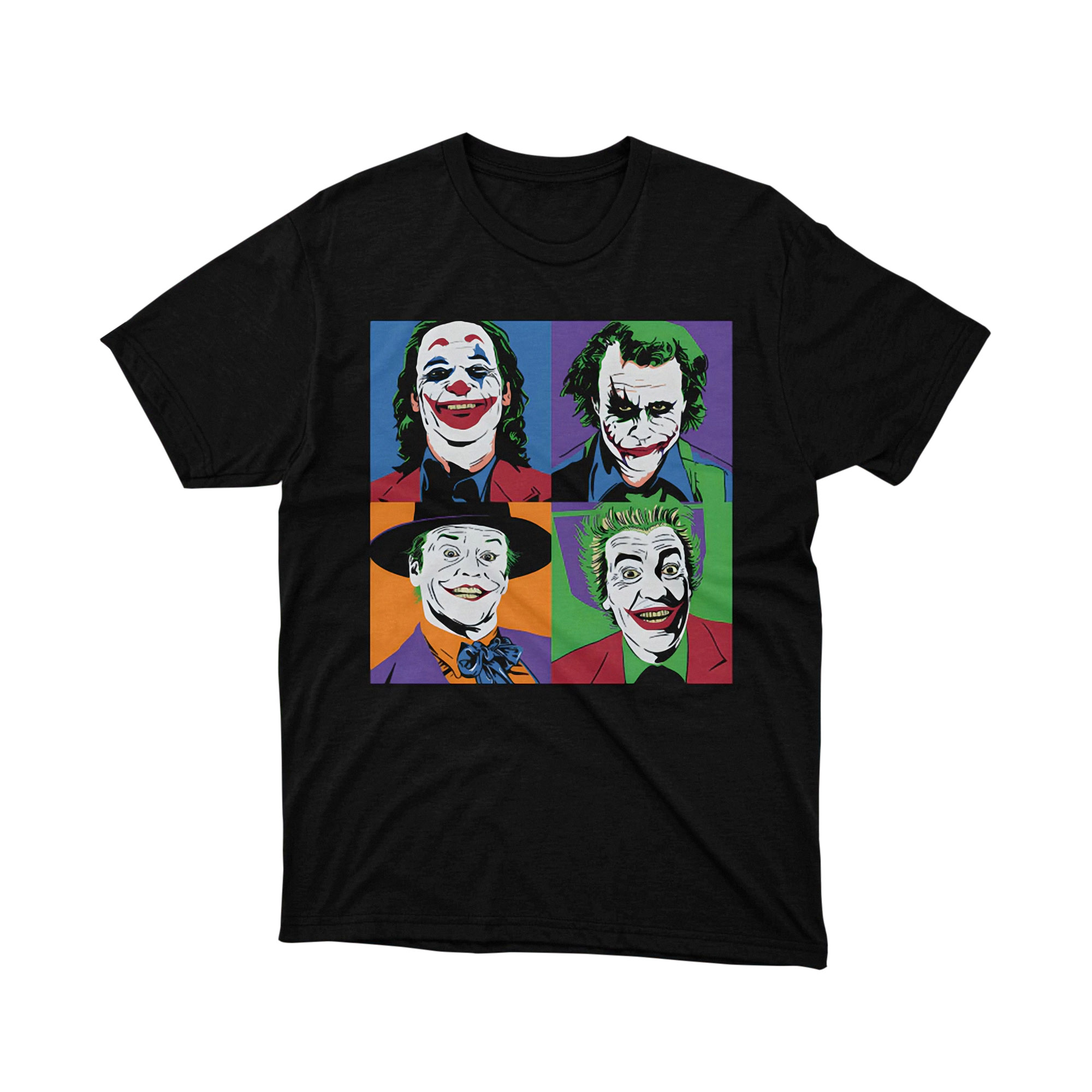 Joker Four Portrait Pop Art Parody T Shirt Comic Villain Vintage Unisex