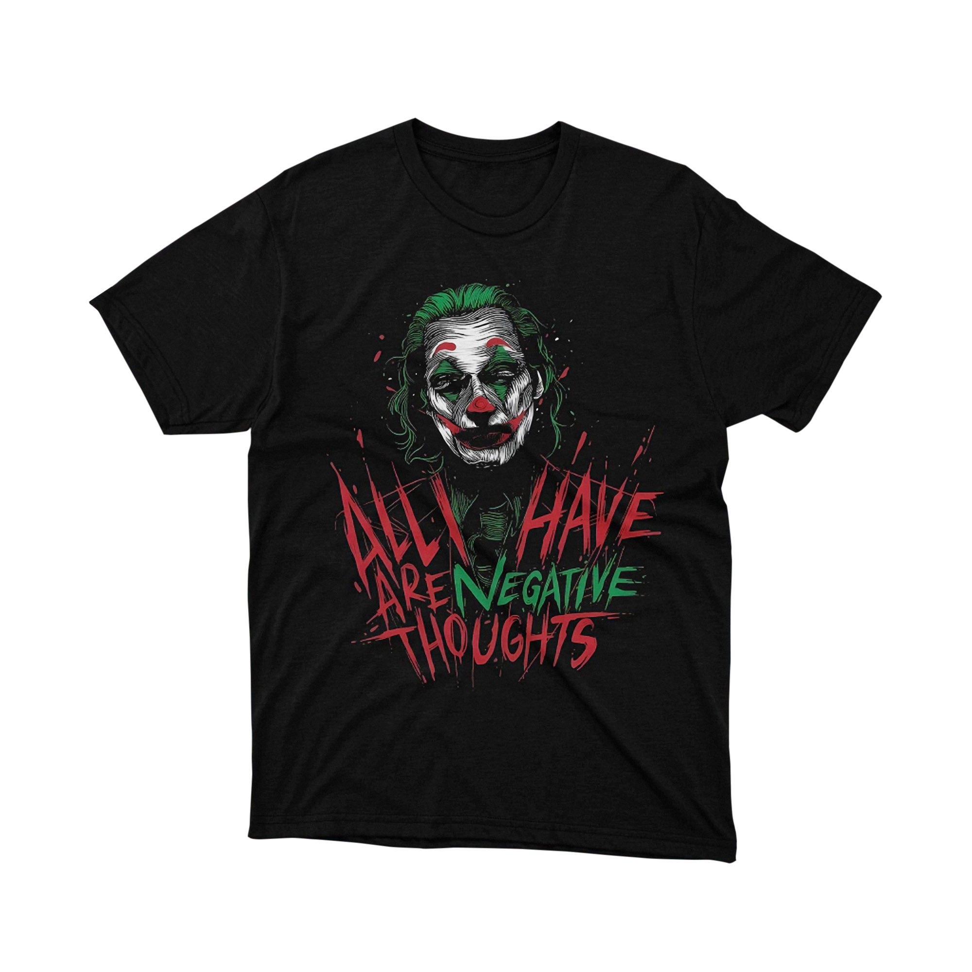 Joker Negative Thoughts Colorful Graffiti Parody T Shirt Red Green Comic Unisex