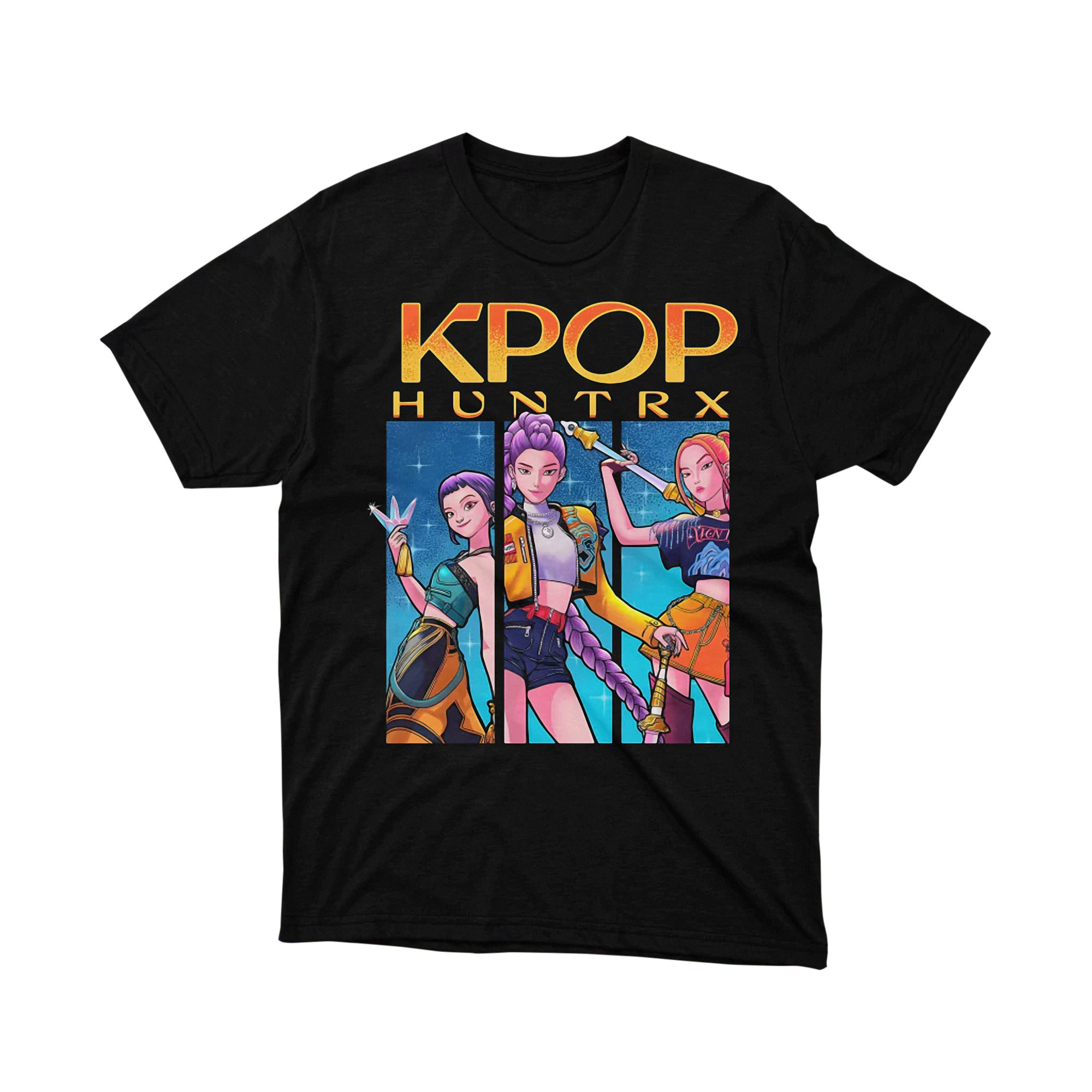 Kpop Huntrx Band Illustration Graphic Tee Anime Idol Group Colorful Unisex Shirt