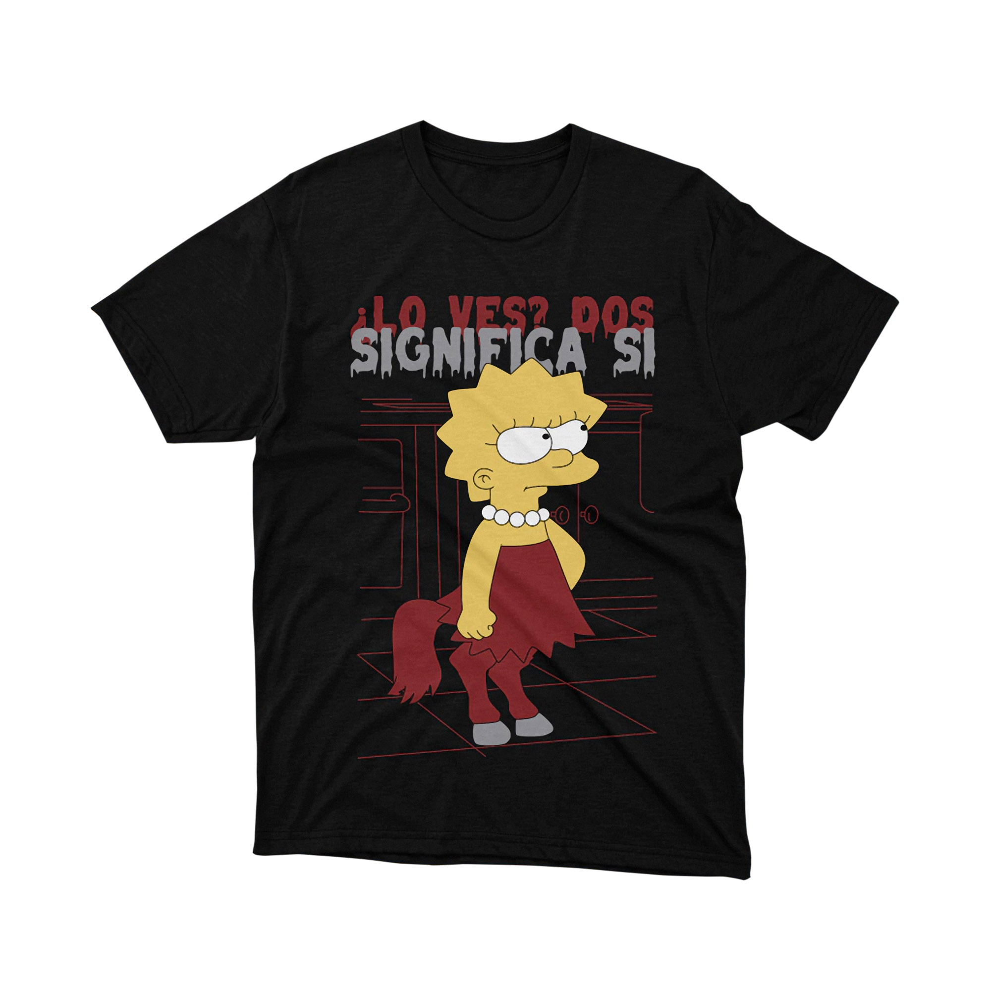 Lisa Two Means Yes Spanish Quote Parody Cartoon T Shirt Meme Tee