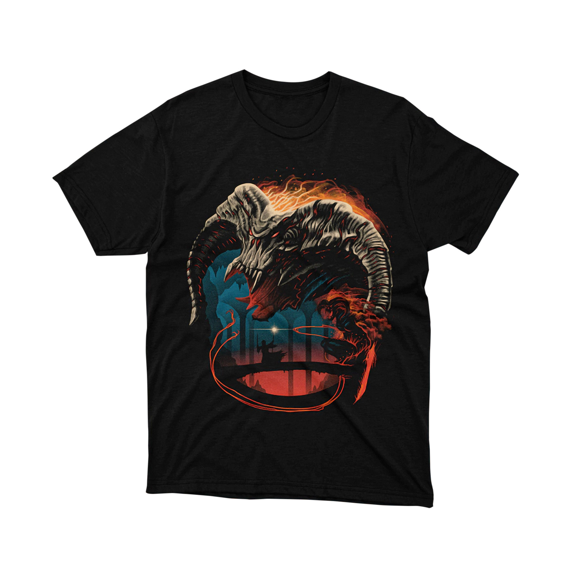 Lord of the Rings Balrog Gandalf Fight Silhouette T Shirt