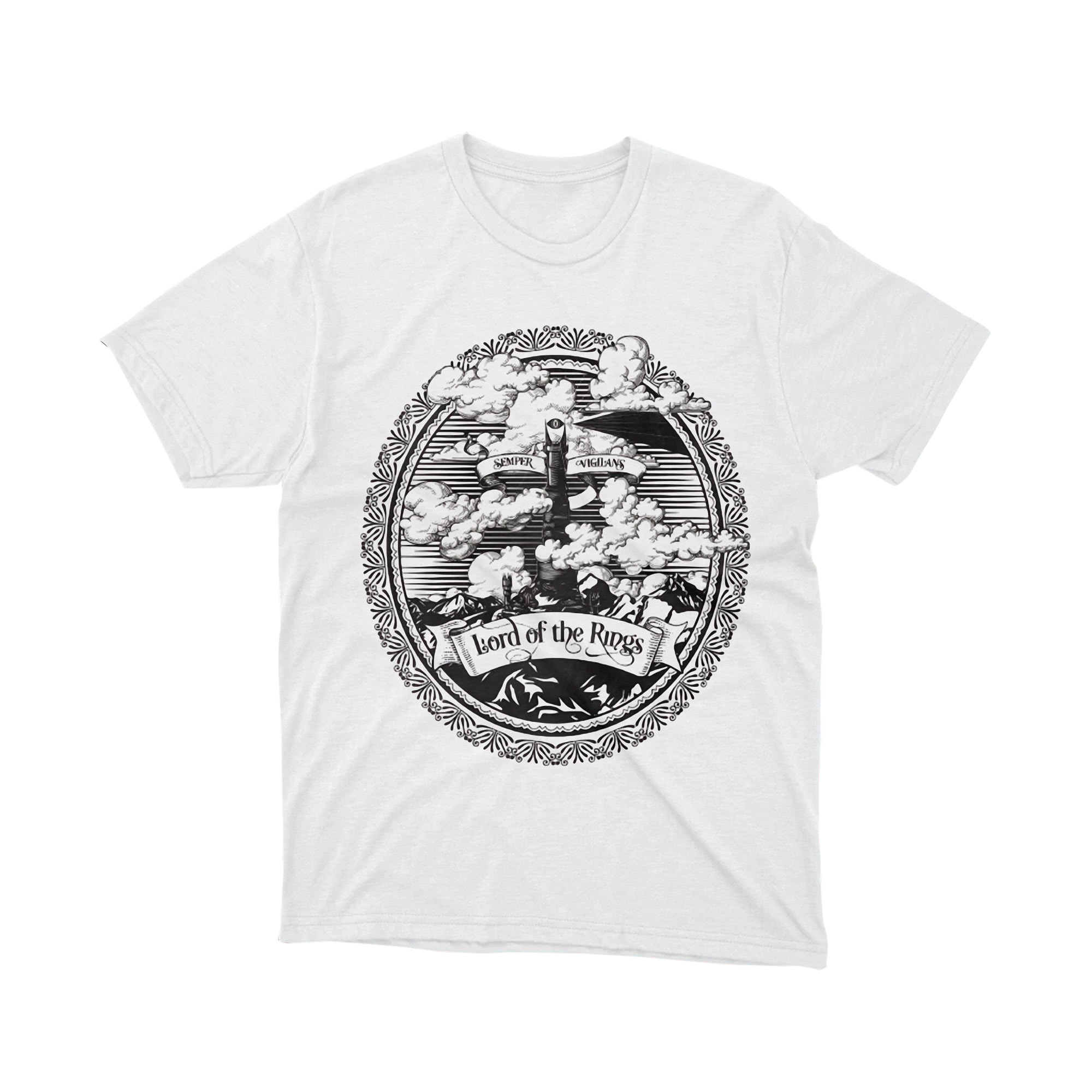 Lord of the Rings Tower of Orthanc Saruman Ink Art T Shirt