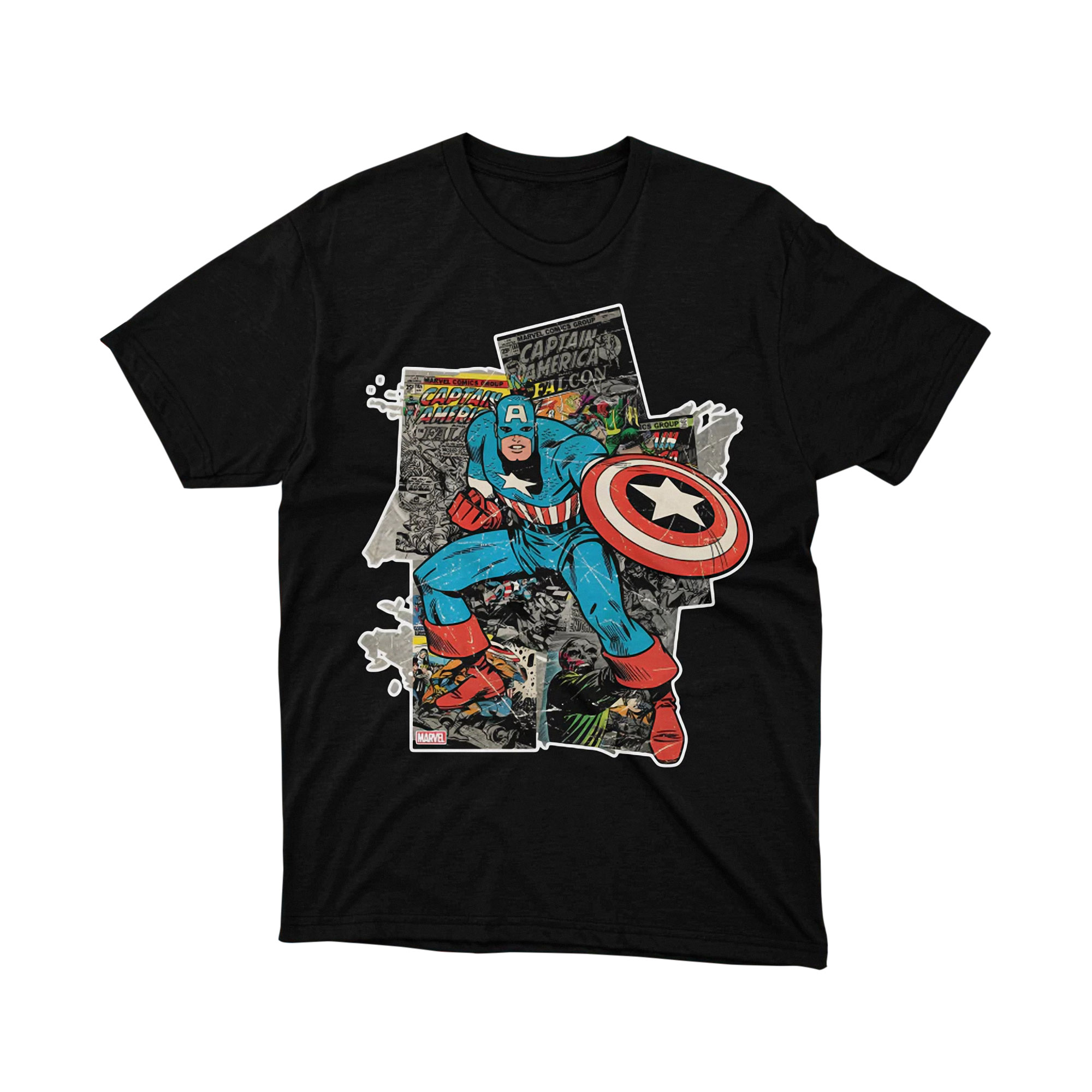 Marvel Captain America Comic Book Collage T Shirt