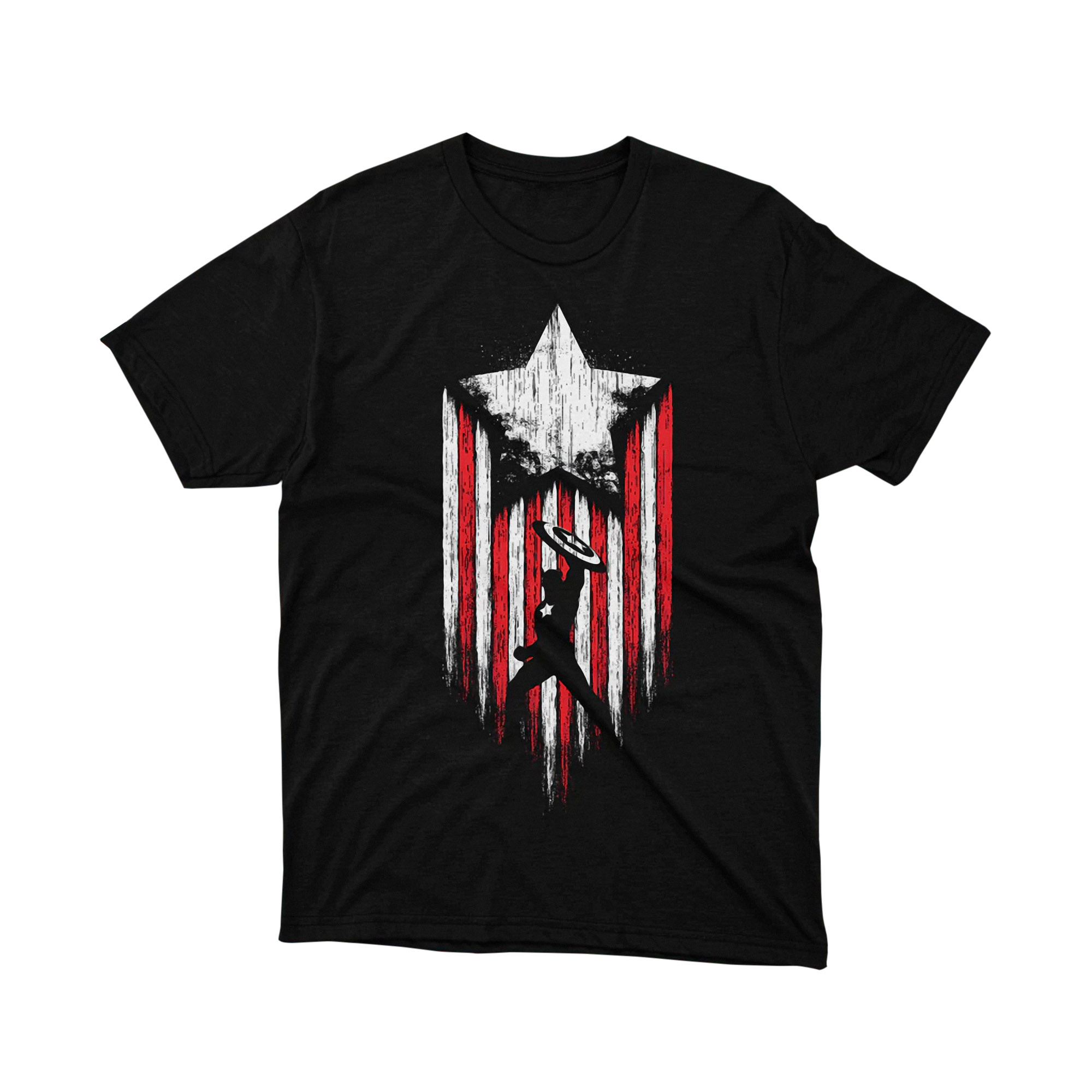 Marvel Captain America Grunge Flag Silhouette T Shirt