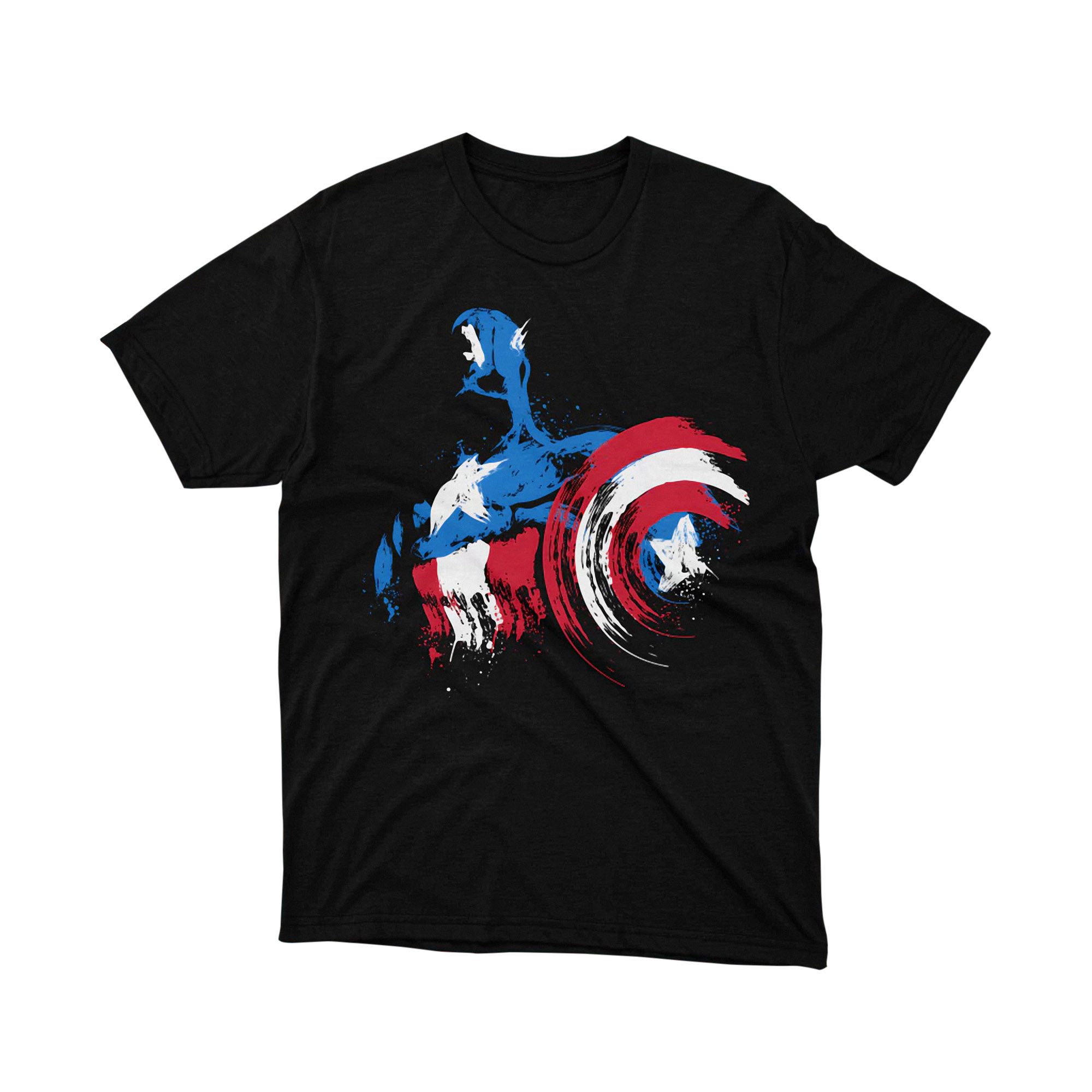 Marvel Captain America Shield Brush Stroke Splatter T Shirt