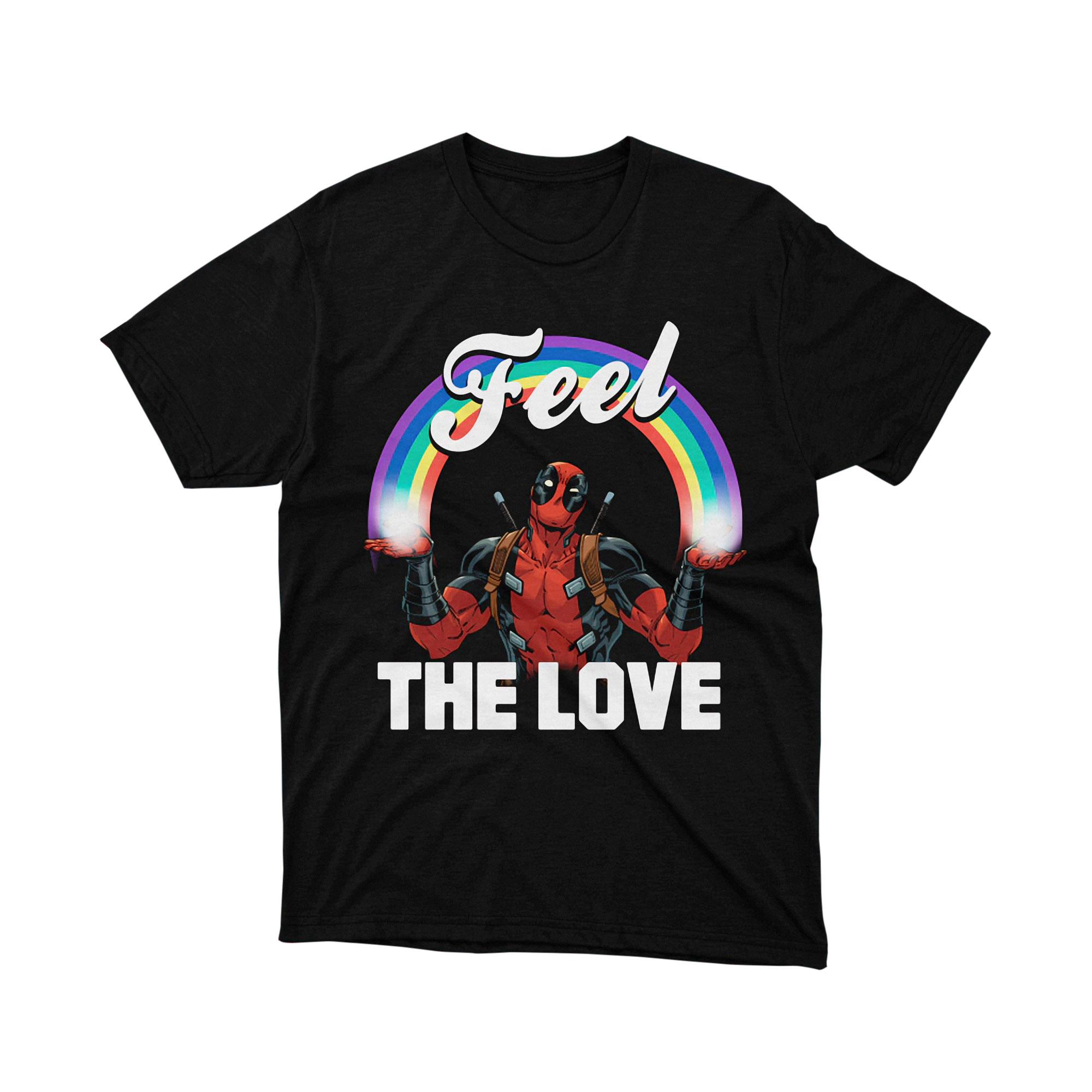 Marvel Deadpool Feel The Love Rainbow T Shirt