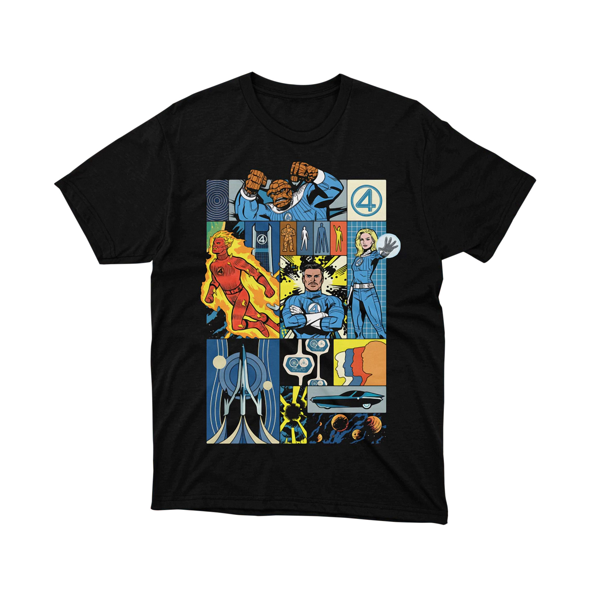 Marvel Fantastic Four Comic Book Panel Collage T Shirt