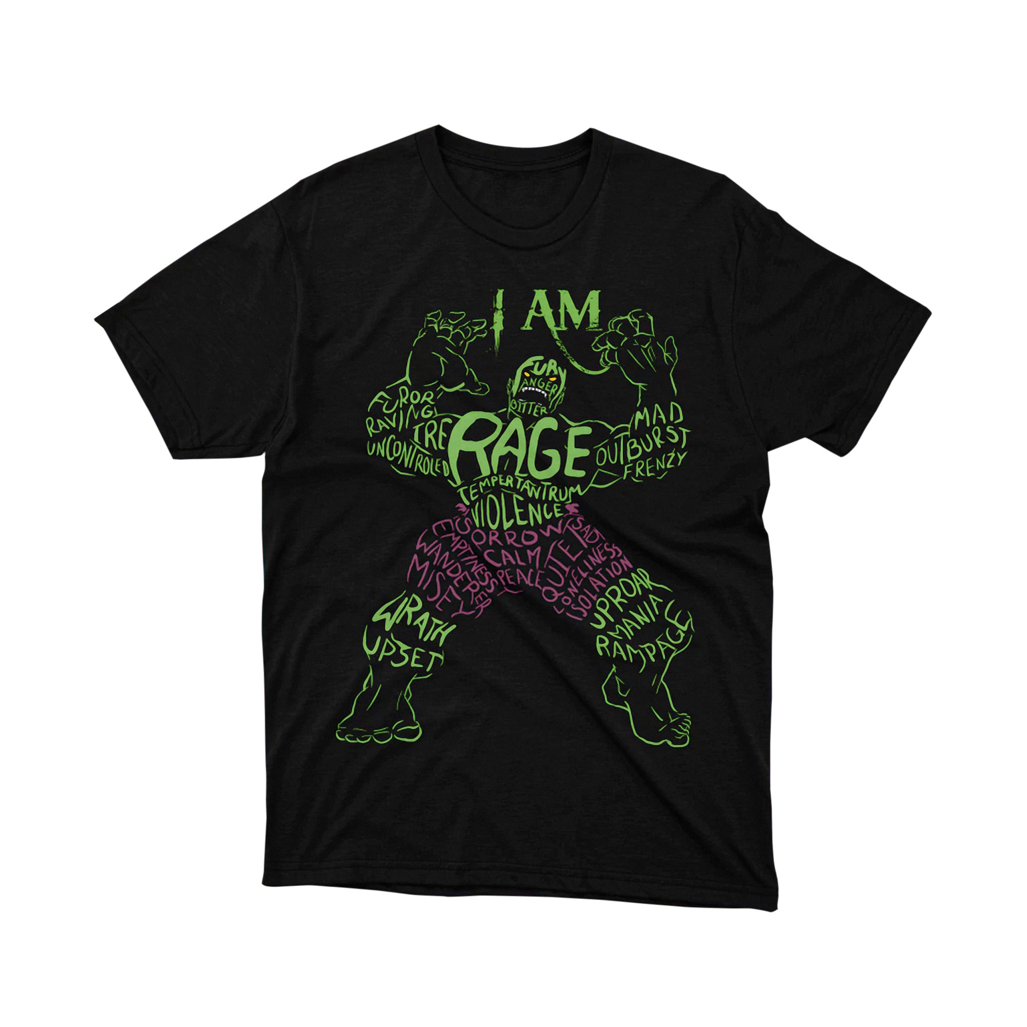 Marvel Hulk I Am Rage Typography Silhouette T Shirt
